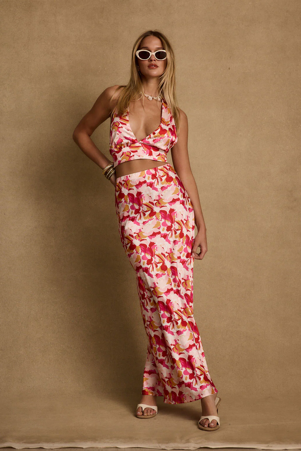 Joelle Pink Floral Maxi Skirt - Image 4