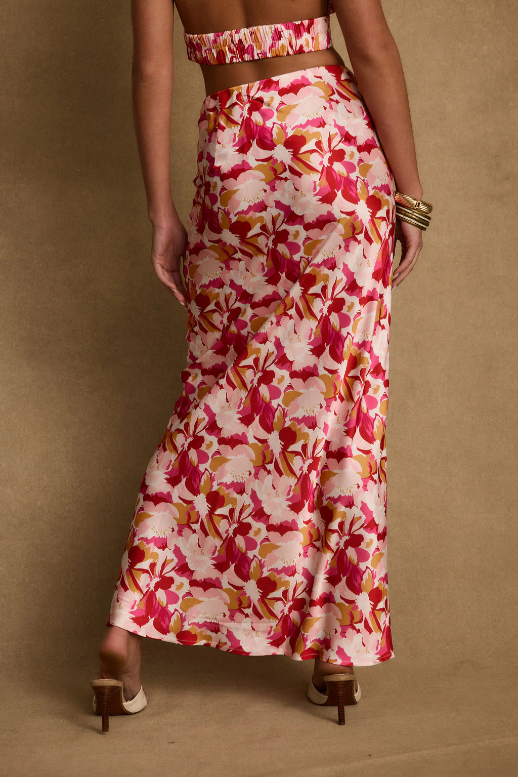 Joelle Pink Floral Maxi Skirt - Image 3
