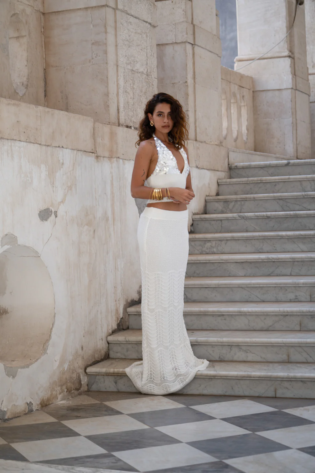 Jovie Ivory Knit Maxi Skirt - Image 4