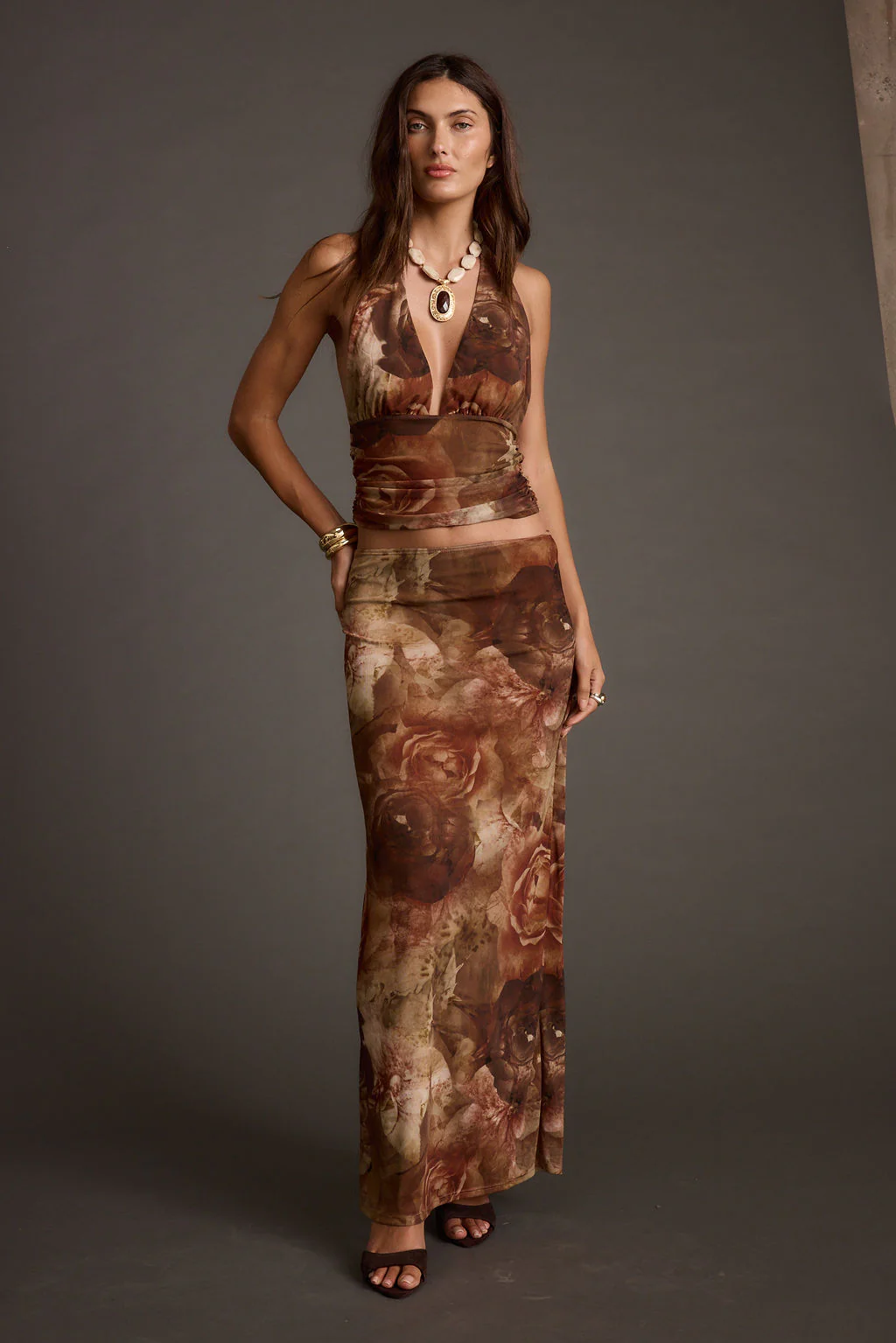 Julia Floral Mesh Maxi Skirt - Image 2