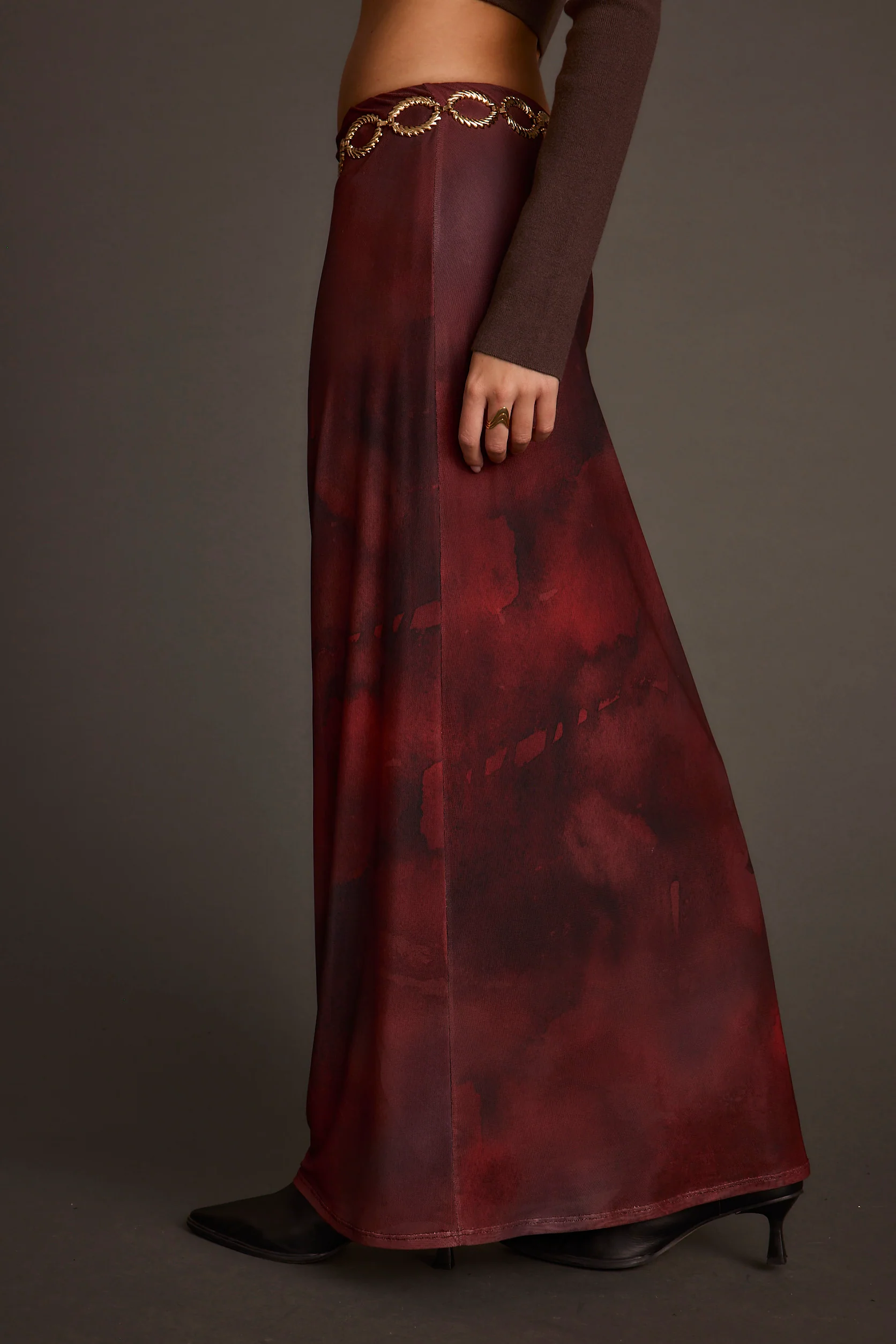 Julia Mulberry Blur Mesh Maxi Skirt - Image 3