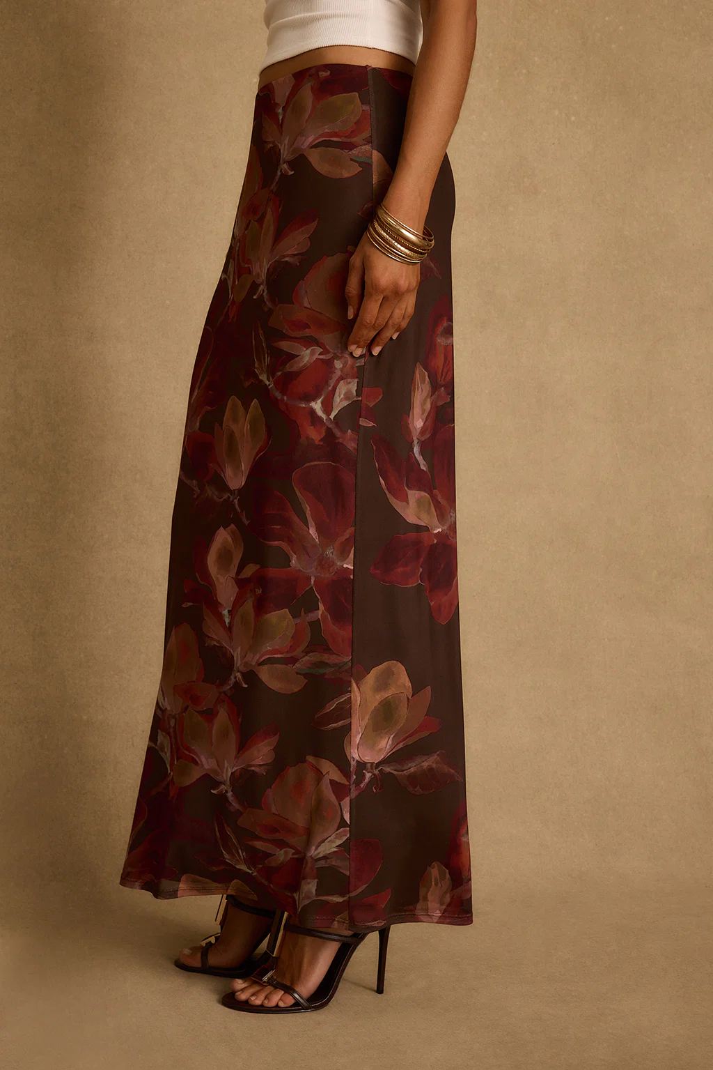 Julia Mulberry Floral Mesh Maxi Skirt - Image 3
