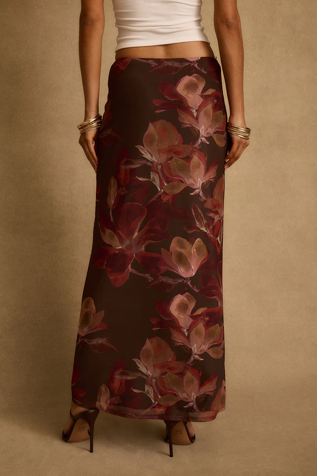 Julia Mulberry Floral Mesh Maxi Skirt - Image 4