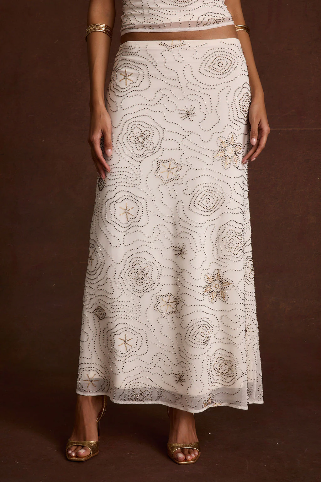 Julia White Beaded Maxi Skirt - Image 2