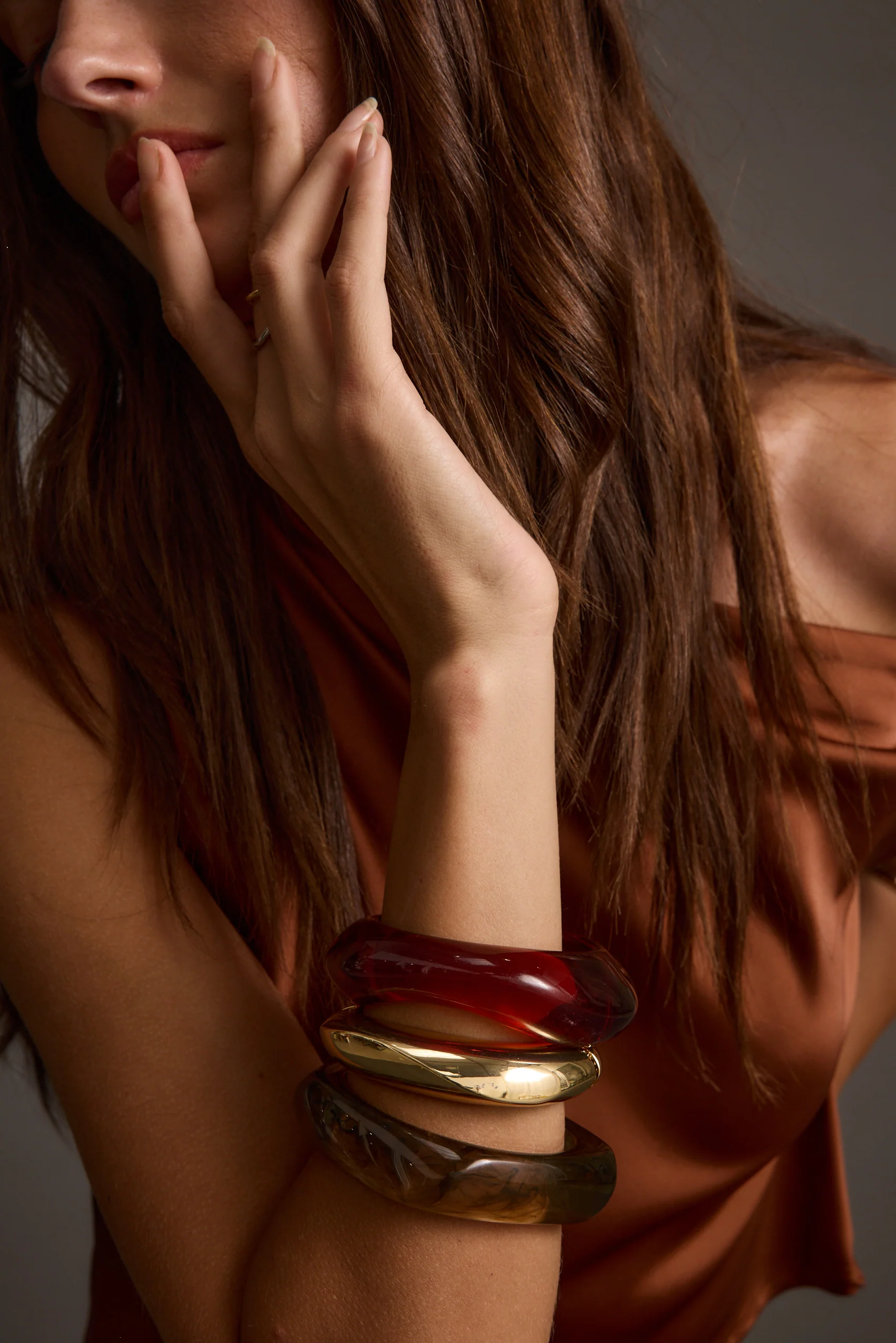Juna Set of 3 Gold and Resin Bangles - Image 4