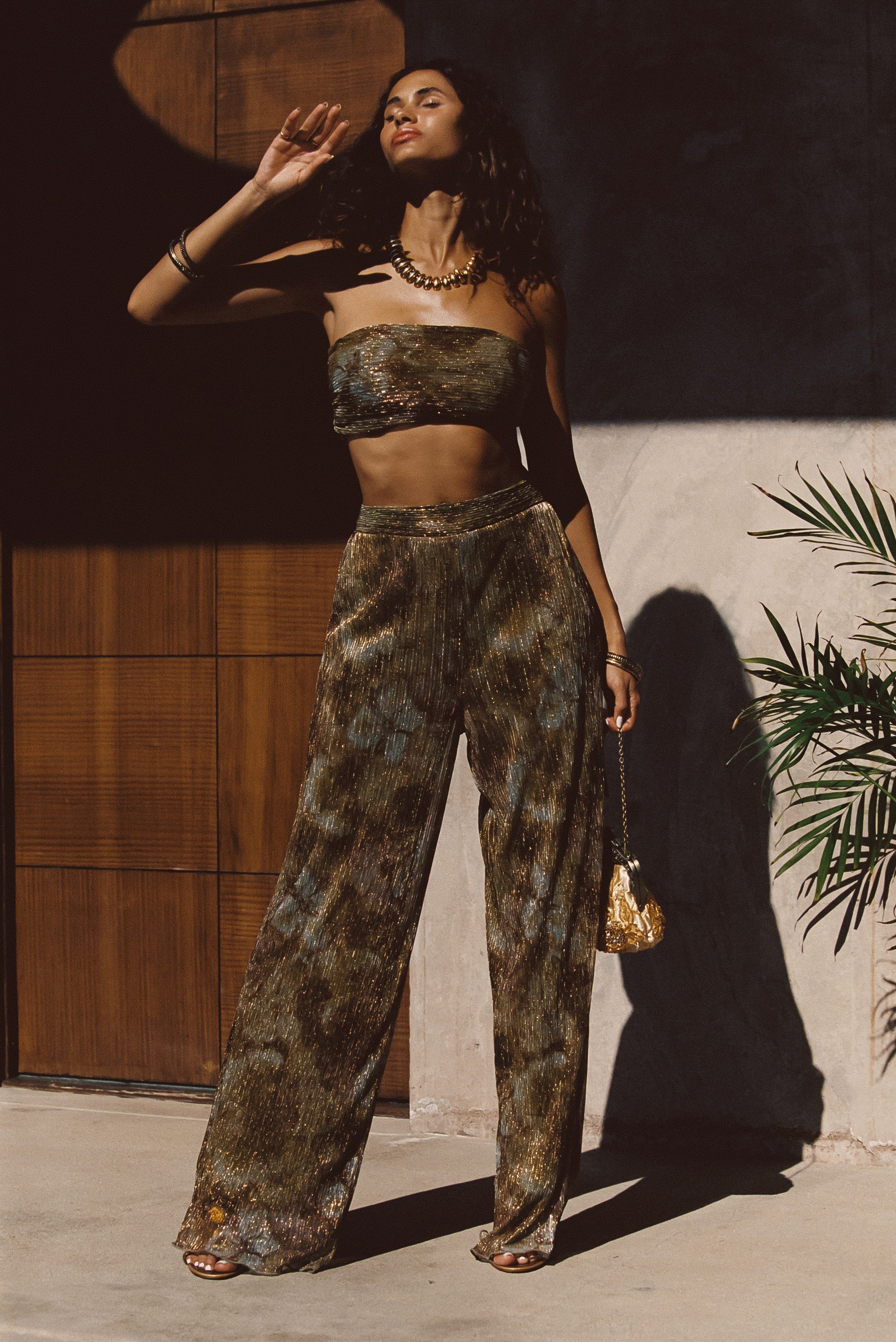 Kaia Moss Metallic Floral Strapless Top - Image 8