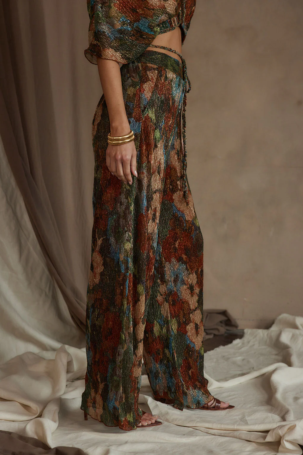 Kaia Multicolor Metallic Floral Pant - Image 5