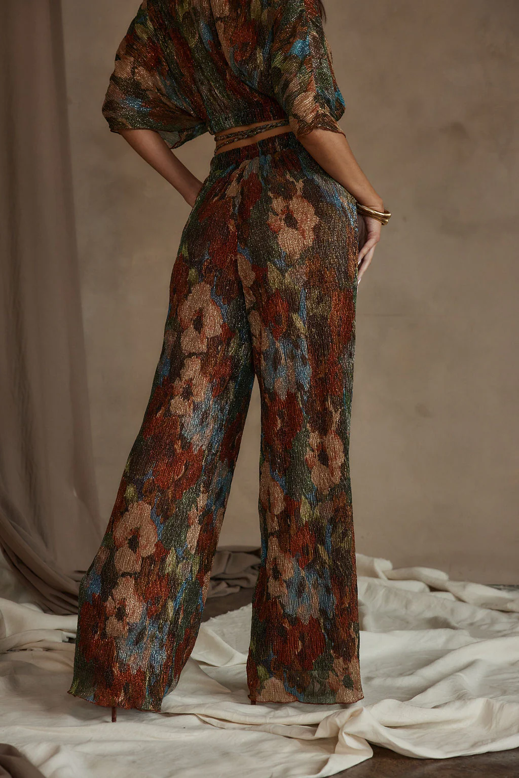 Kaia Multicolor Metallic Floral Pant - Image 6