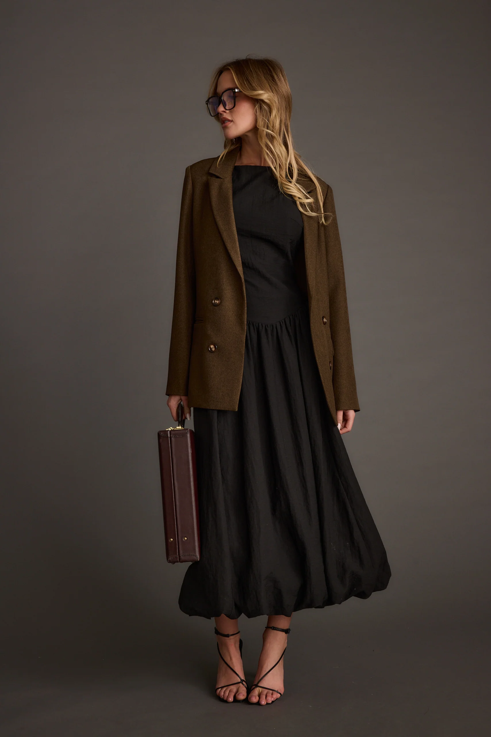 Kate Black Drop Waist Bubble Hem Midi Dress - Image 7