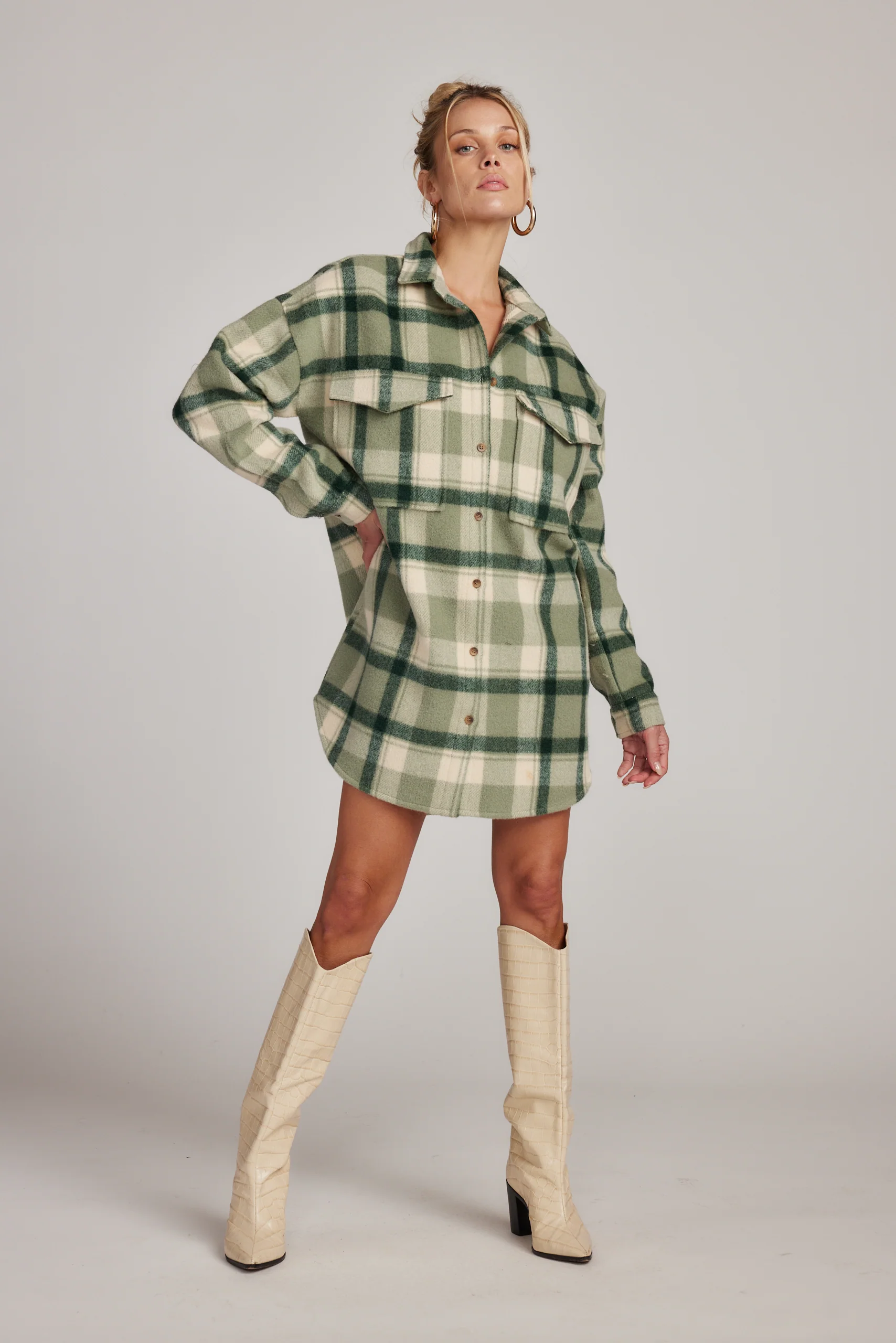 Kellan Emerald Plaid Mini Dress - Image 4