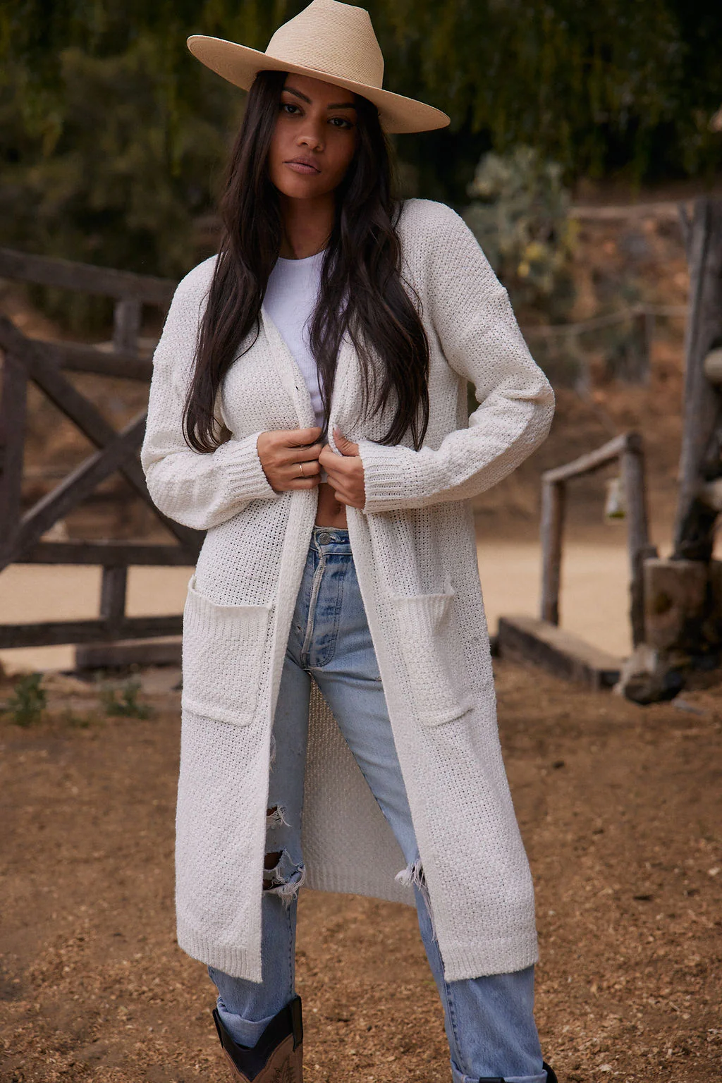 Kelsey White Long Cardigan - Image 4