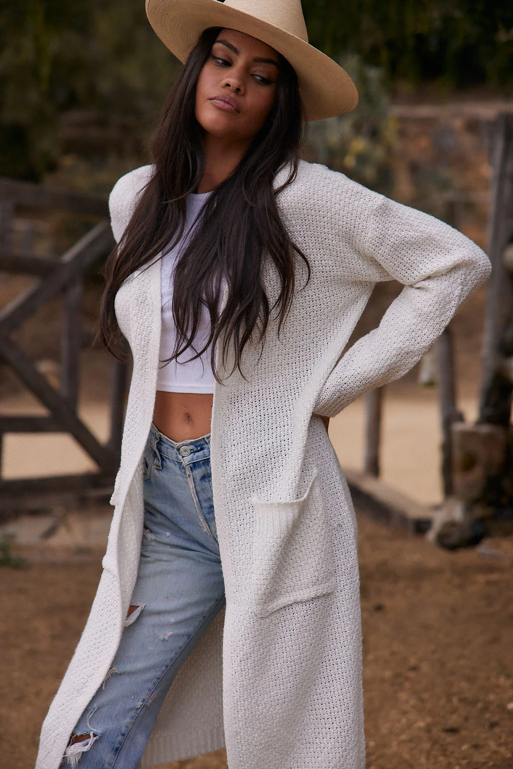 Kelsey White Long Cardigan - Image 5