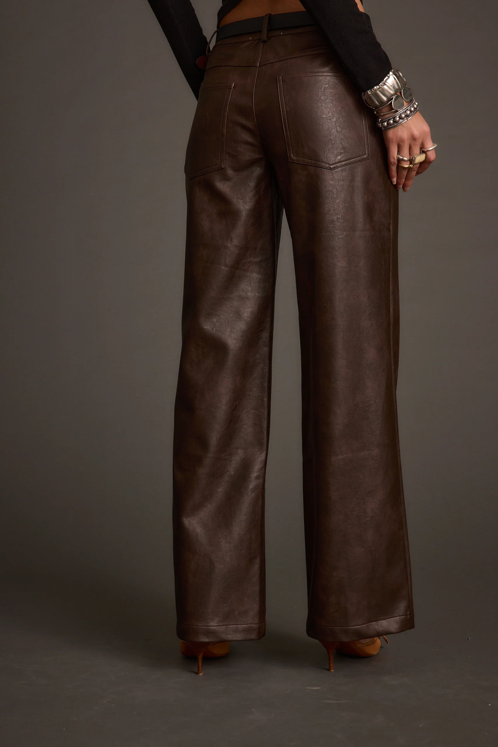 Kennedy Espresso Vegan Leather Pants - Image 6
