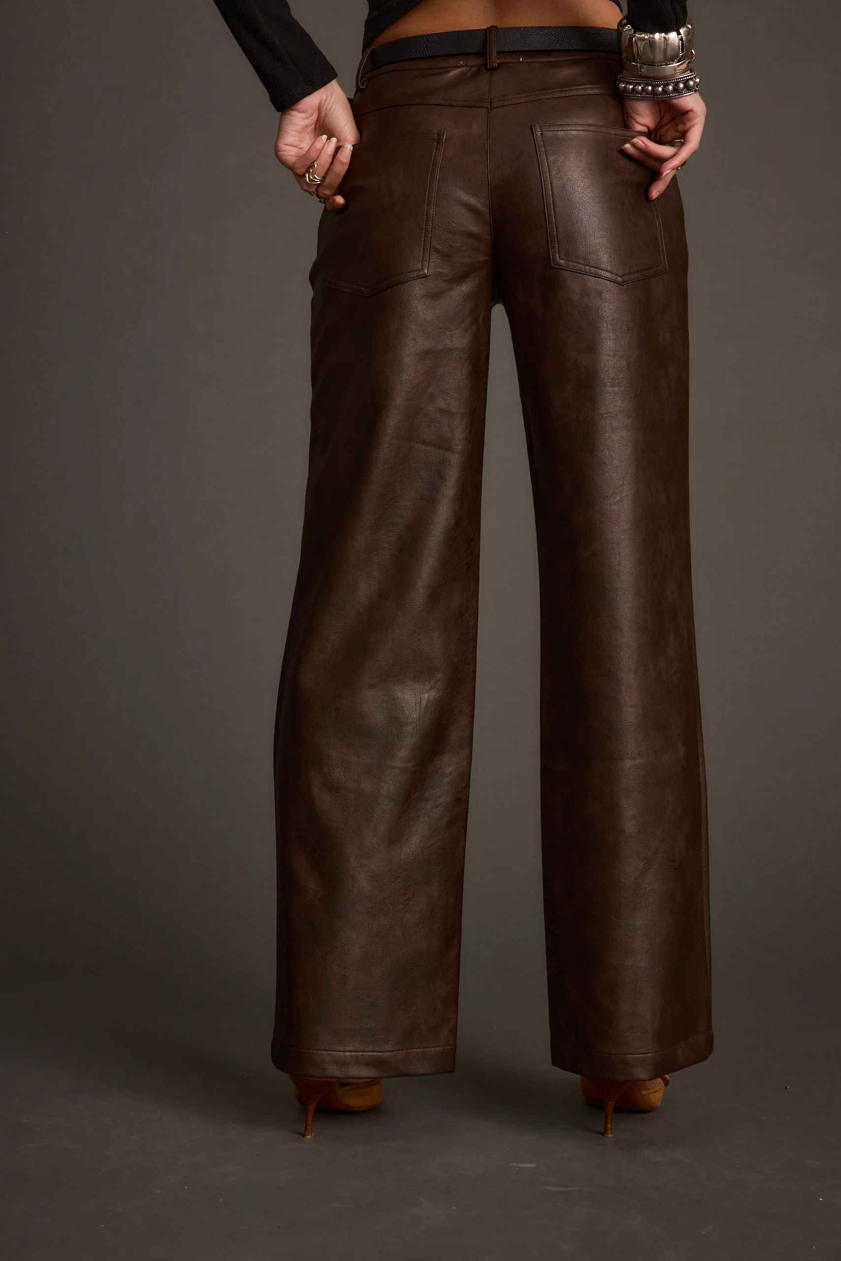 Kennedy Espresso Vegan Leather Pants - Image 7