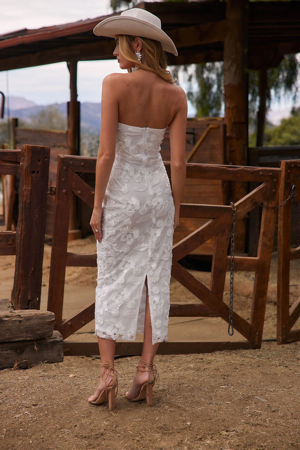 Leilani White Floral Textured Strapless Dress - Image 2