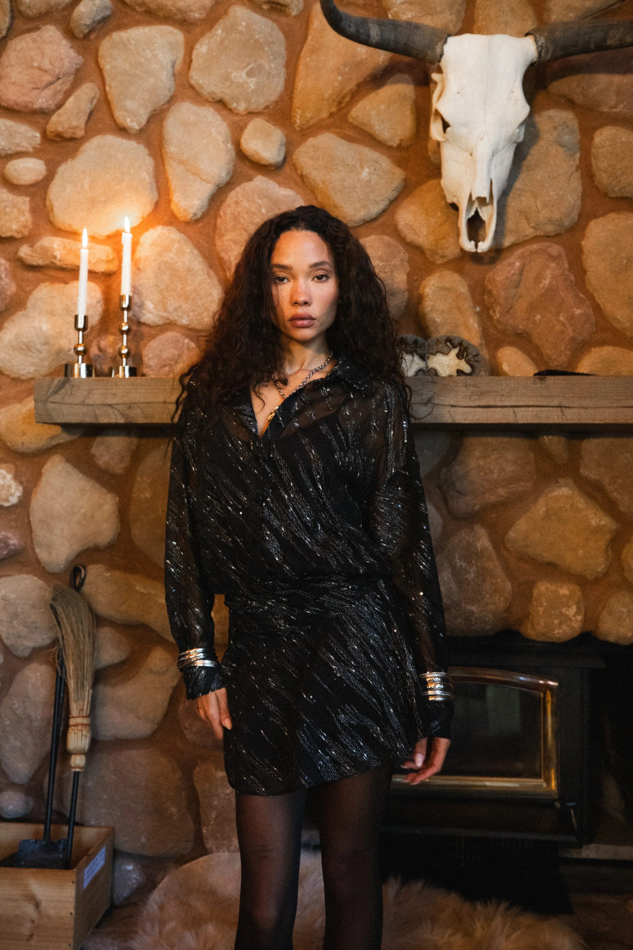Lennox Black Gunmetal Drop Waist Micro Mini Dress - Image 12