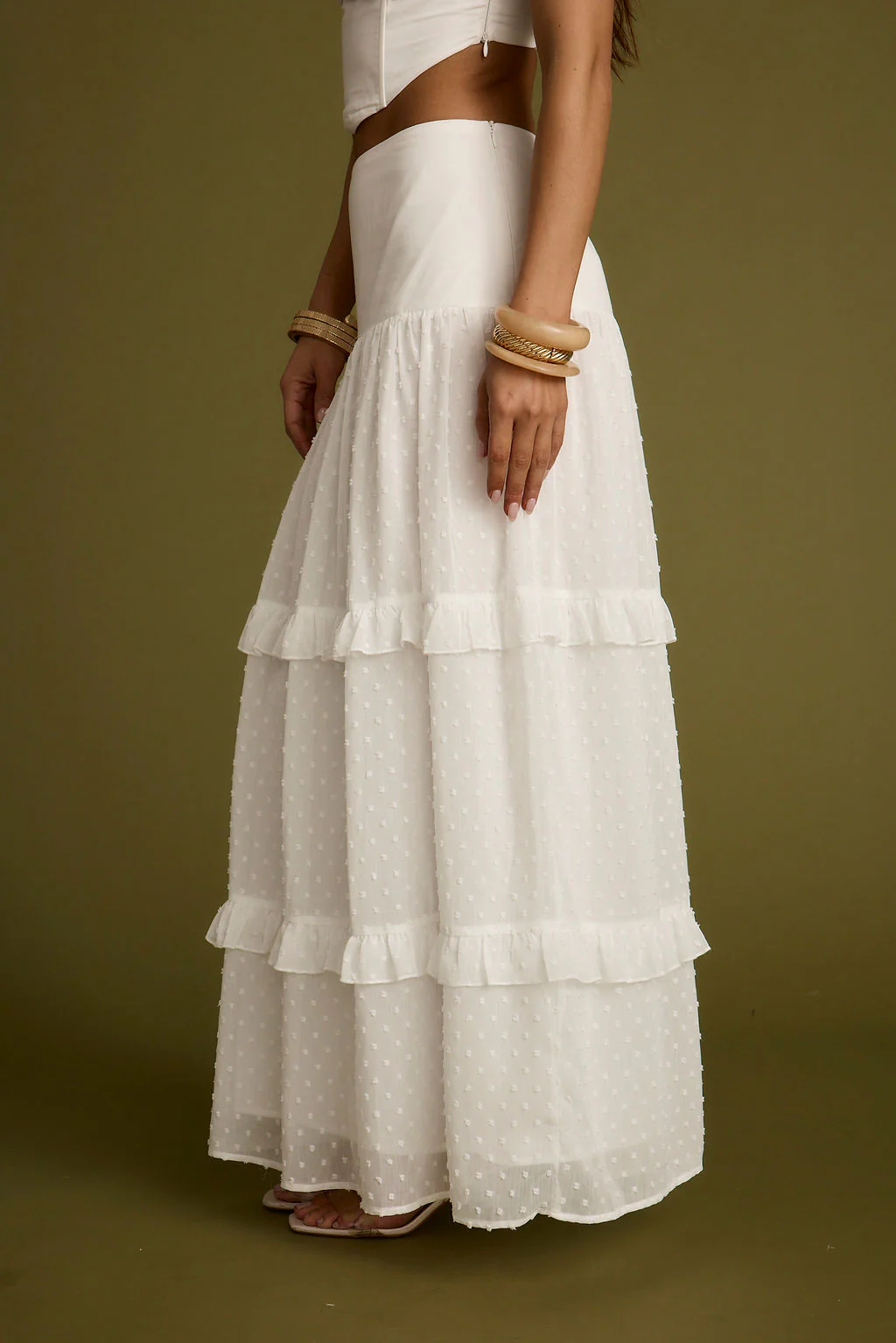 Liana White Low Rise Maxi Skirt - Image 6