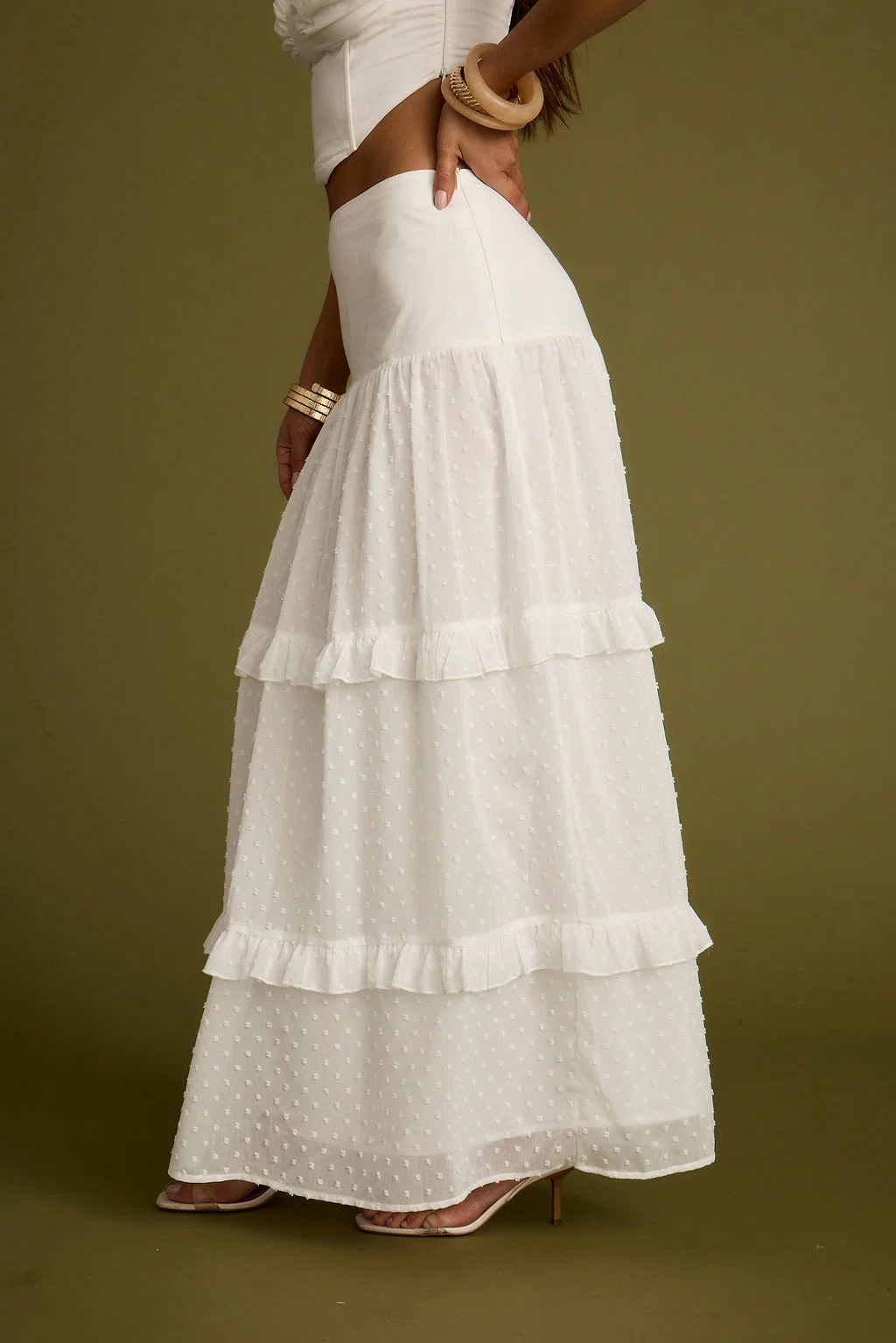 Liana White Low Rise Maxi Skirt - Image 8