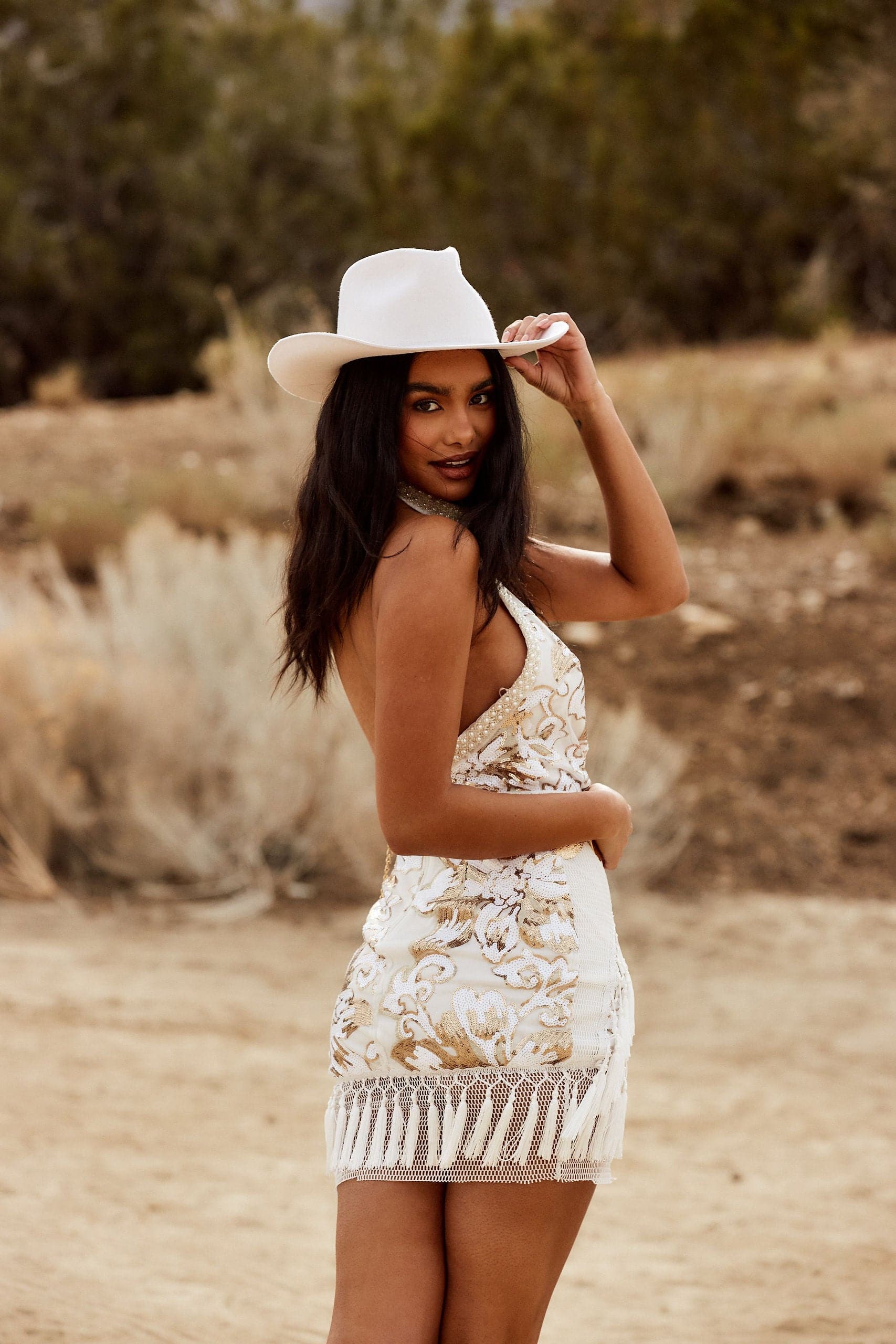 Like Gold Dust White Sequin Fringe Dress - Image 4
