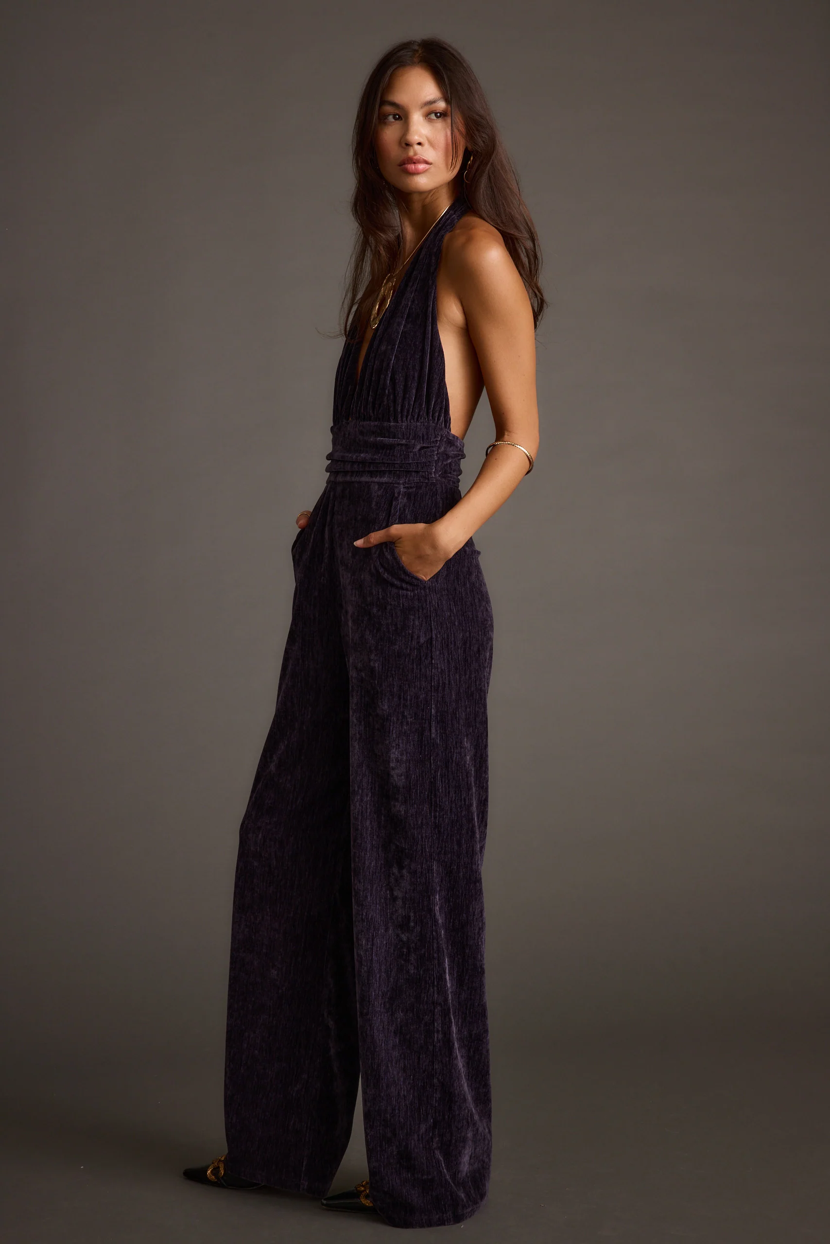 Limelight Midnight Velvet Halter Jumpsuit - Image 10