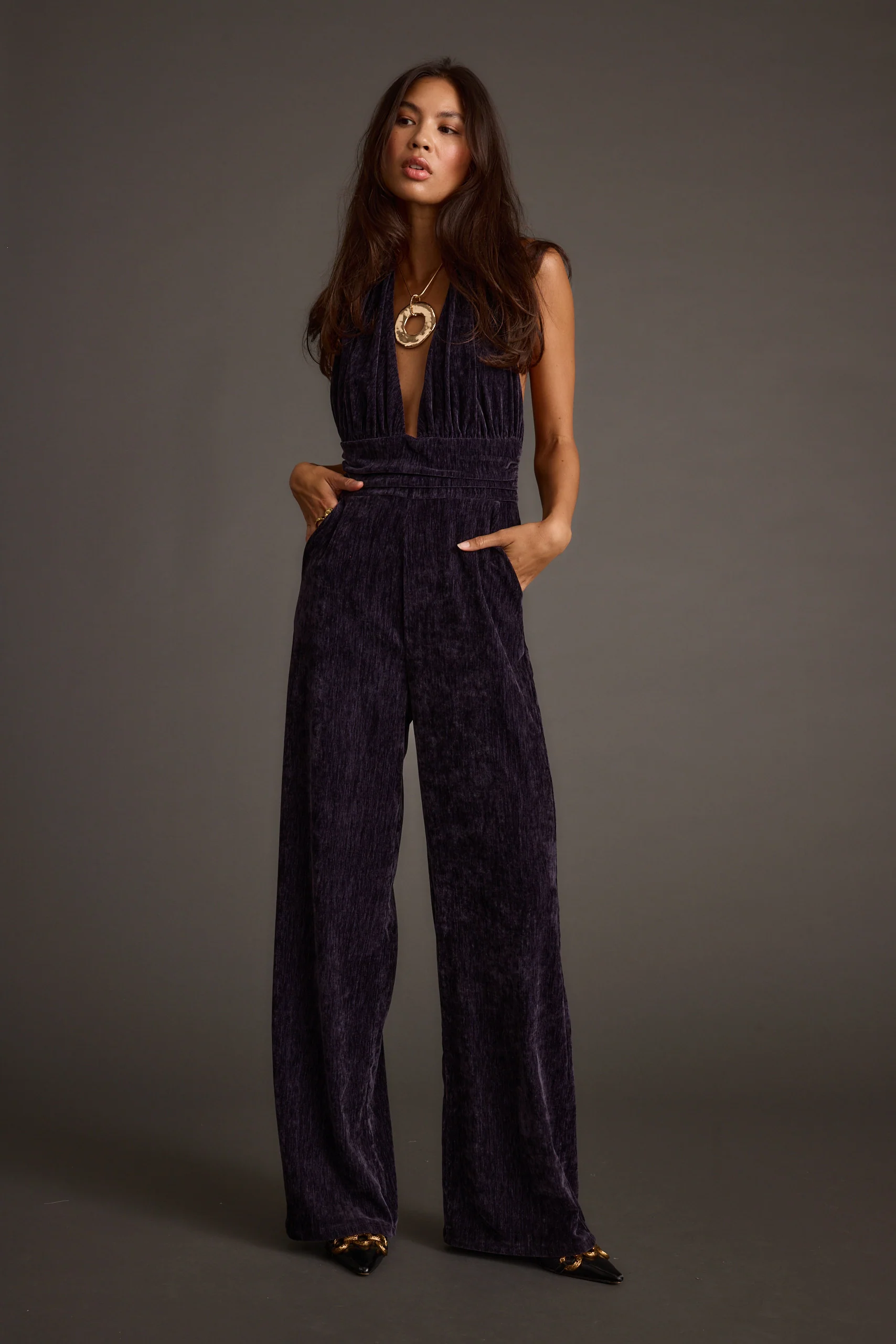 Limelight Midnight Velvet Halter Jumpsuit - Image 11