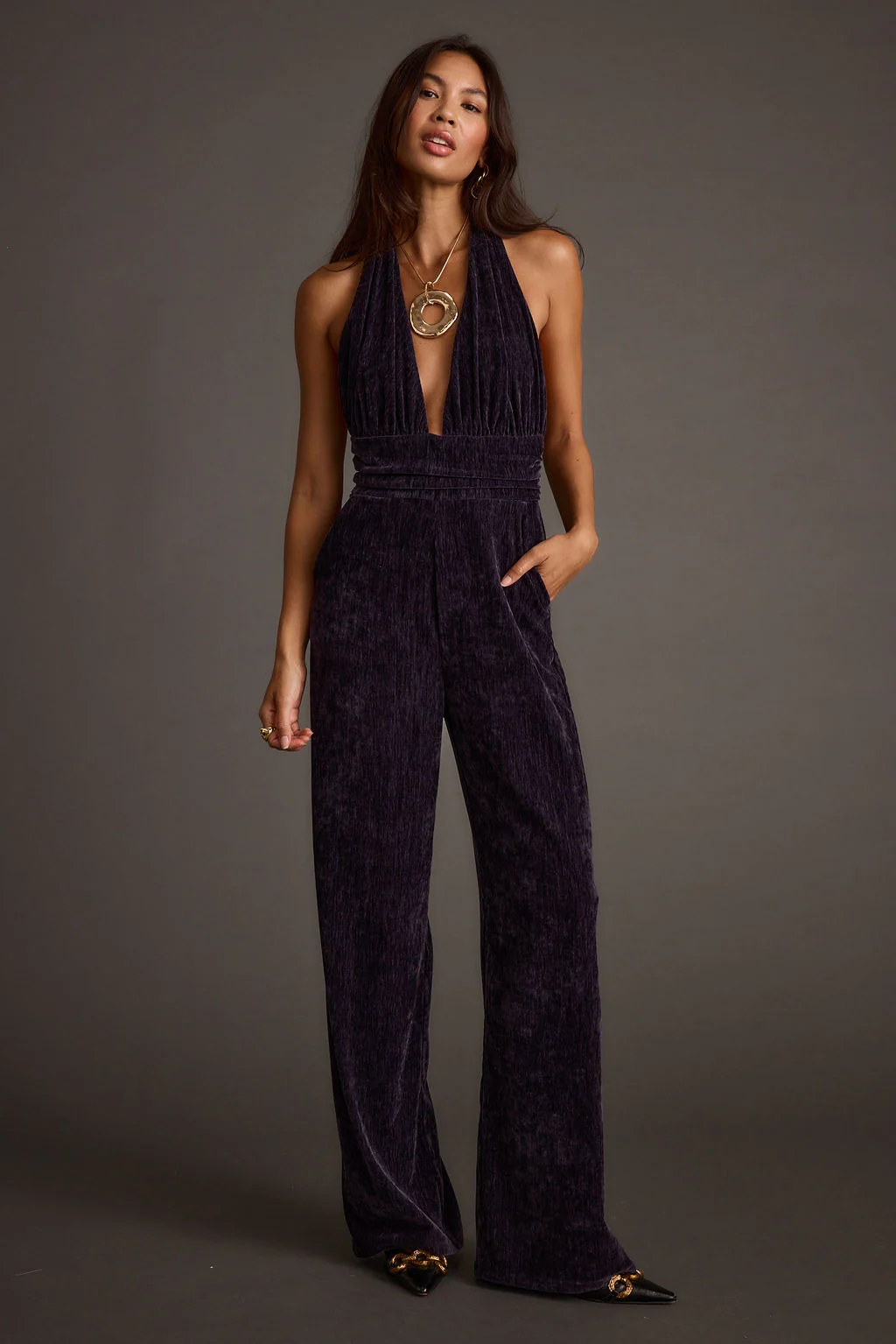 Limelight Midnight Velvet Halter Jumpsuit - Image 2