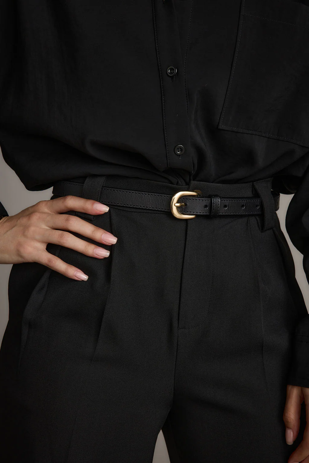 Liya Gold Genuine Leather Skinny Belt - Image 3
