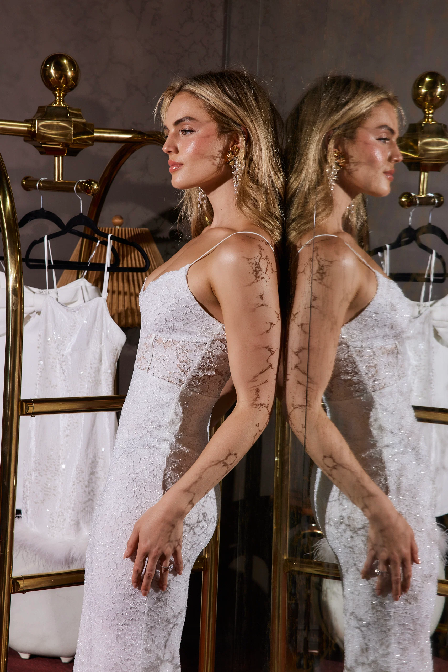 Lizette White Lace Maxi Dress - Image 7