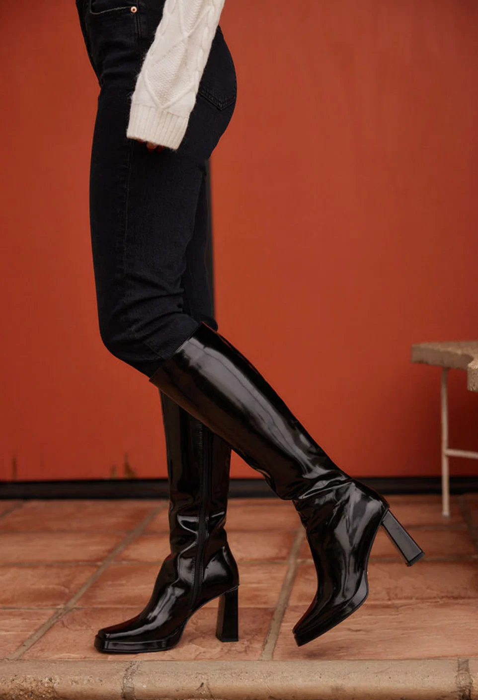 Billini Lorelai Black Semi Patent Boot - Image 4