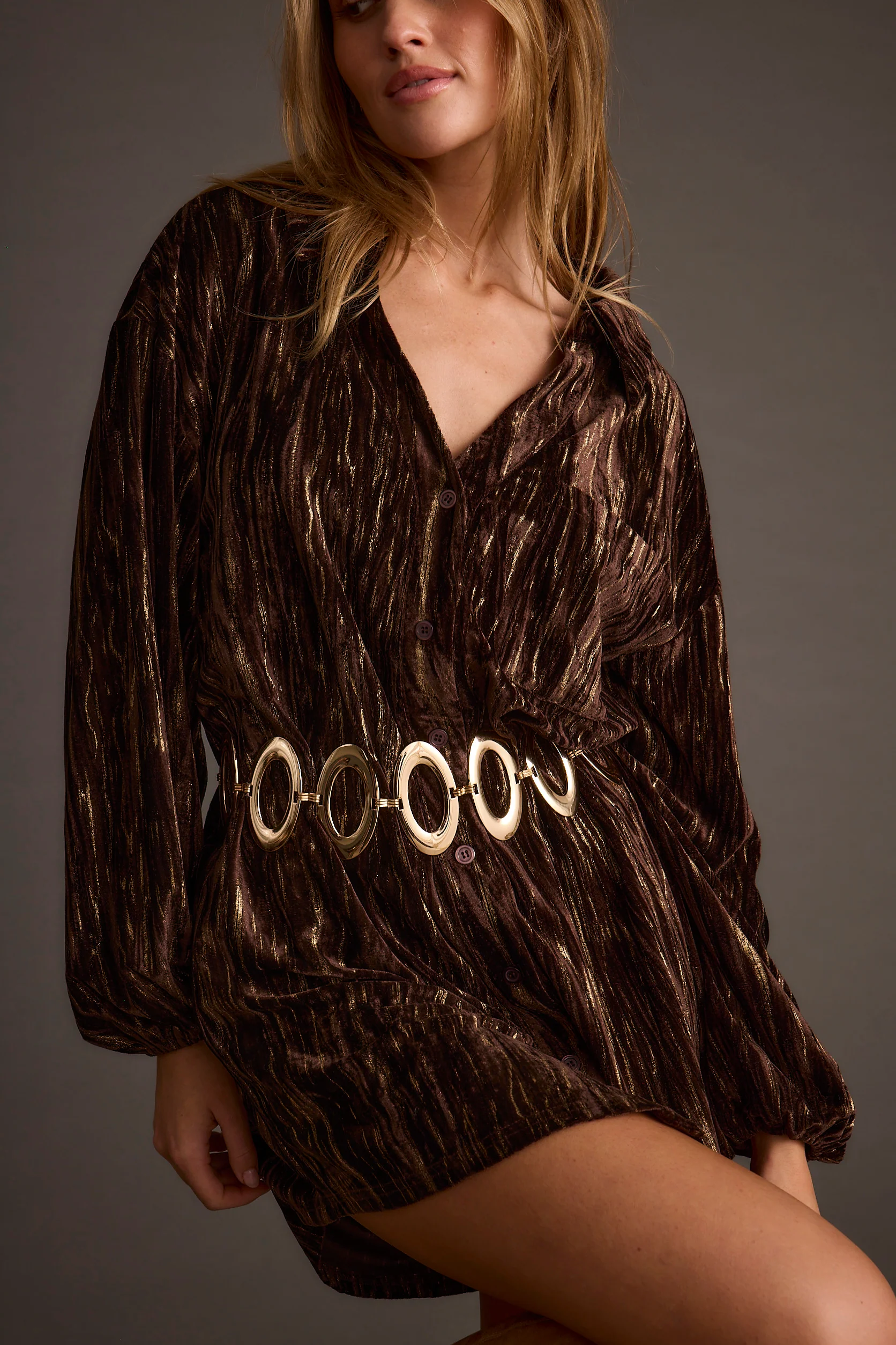Loretta Espresso Velvet Mini Dress - Image 2