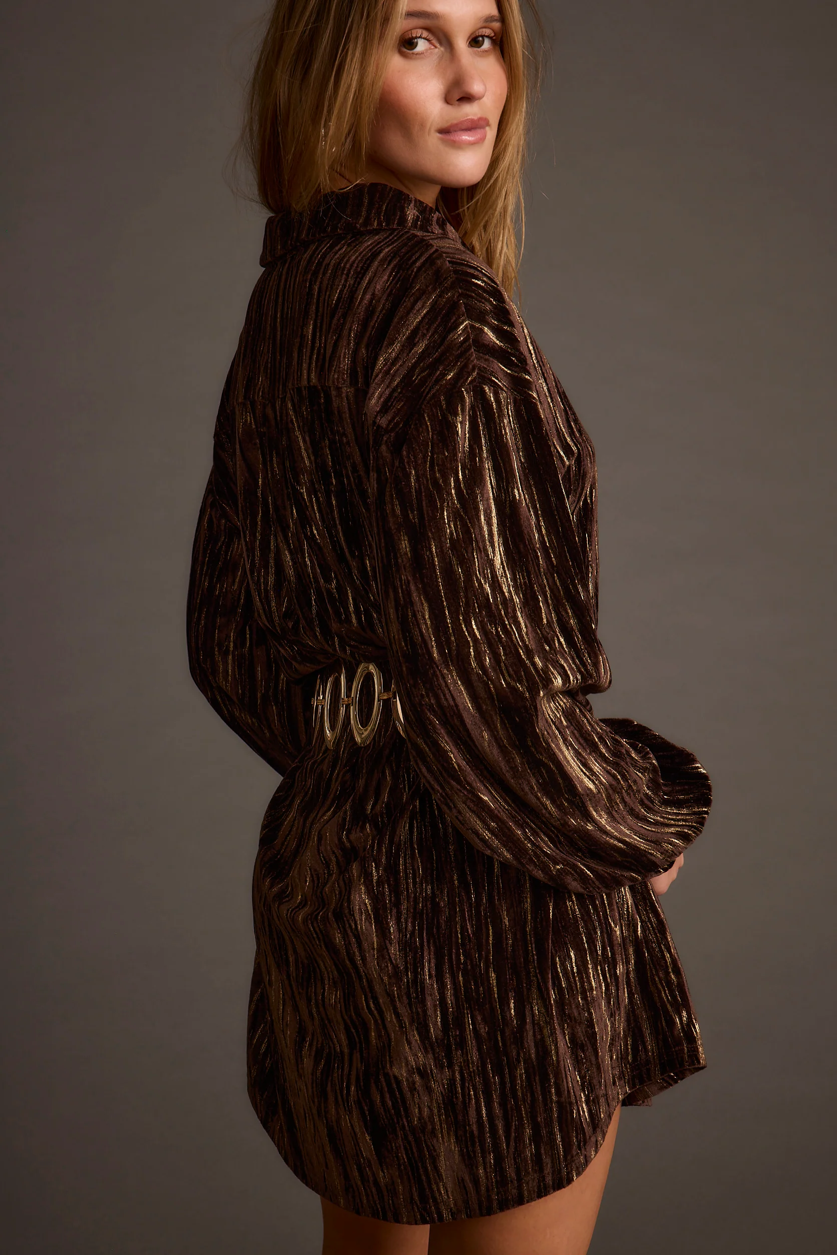 Loretta Espresso Velvet Mini Dress - Image 3