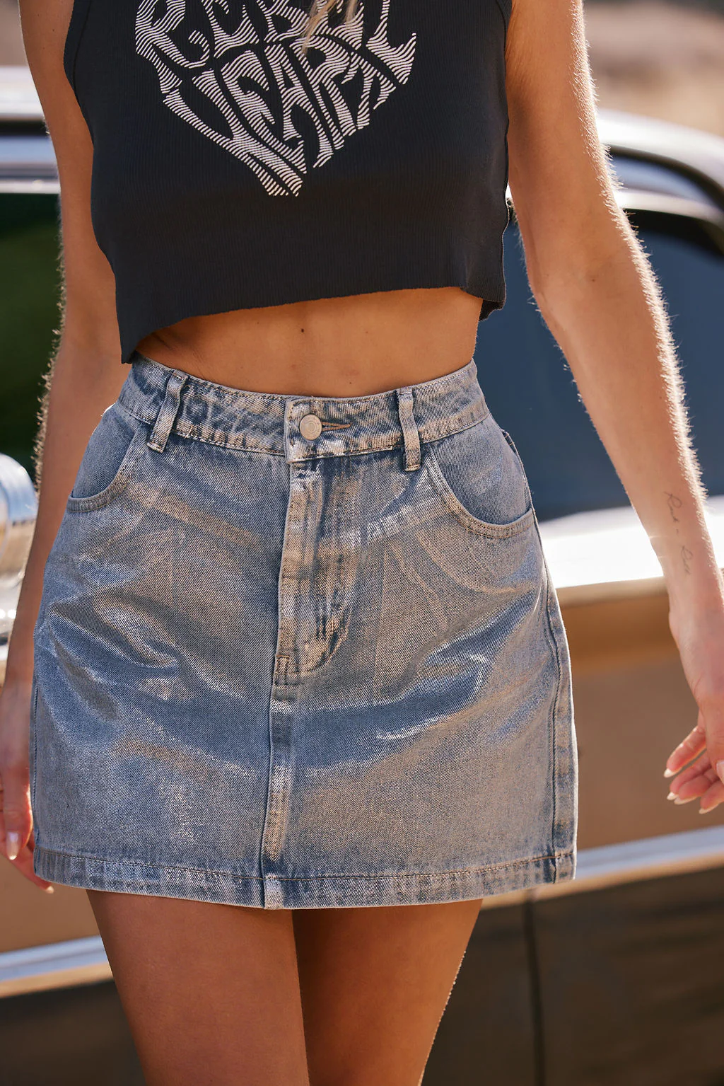 Macie Coated Mini Skirt - Image 3