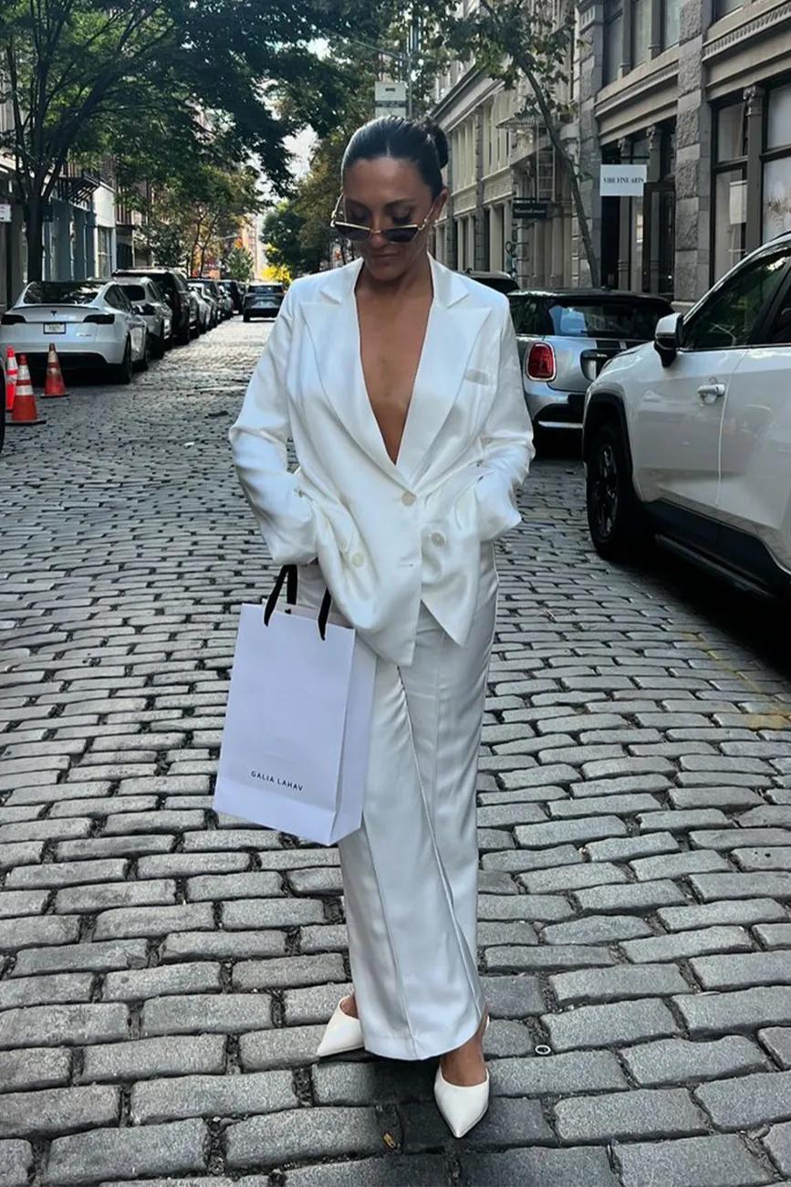 Madison White Satin Blazer - Image 4