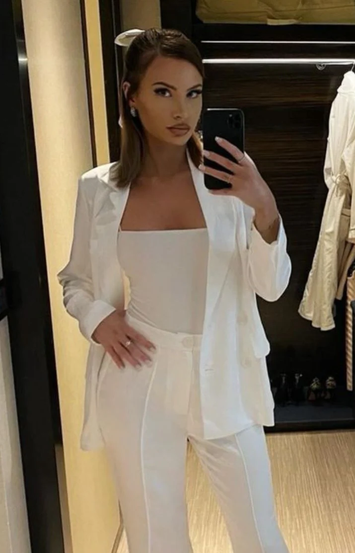 Madison White Satin Blazer - Image 7