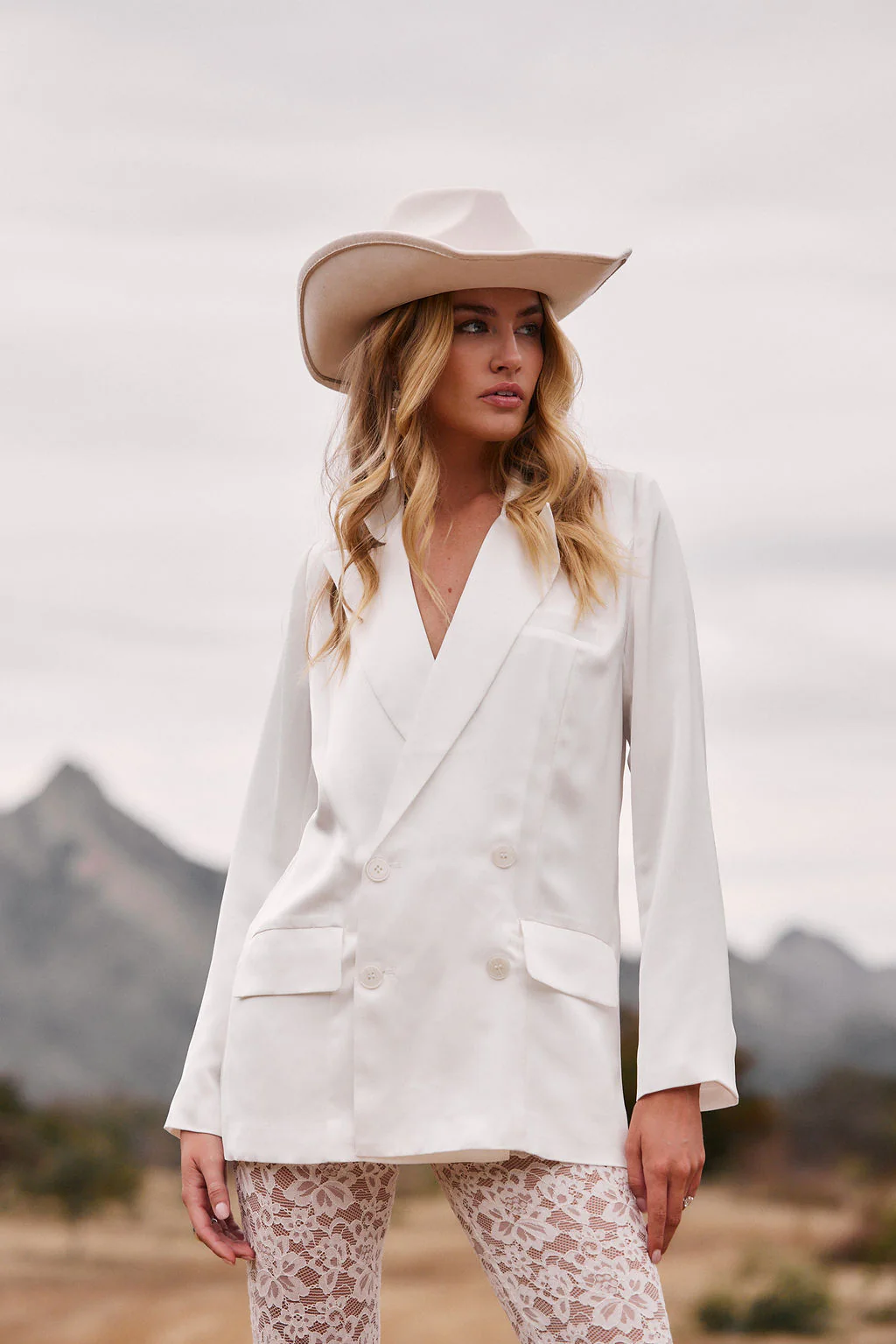 Madison White Satin Blazer - Image 8