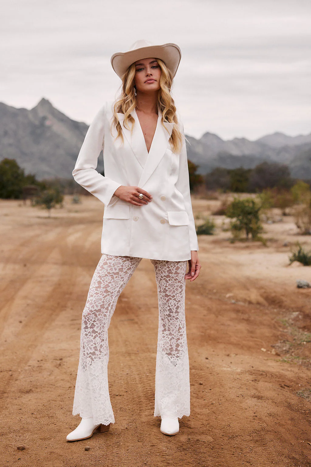 Madison White Satin Blazer - Image 9
