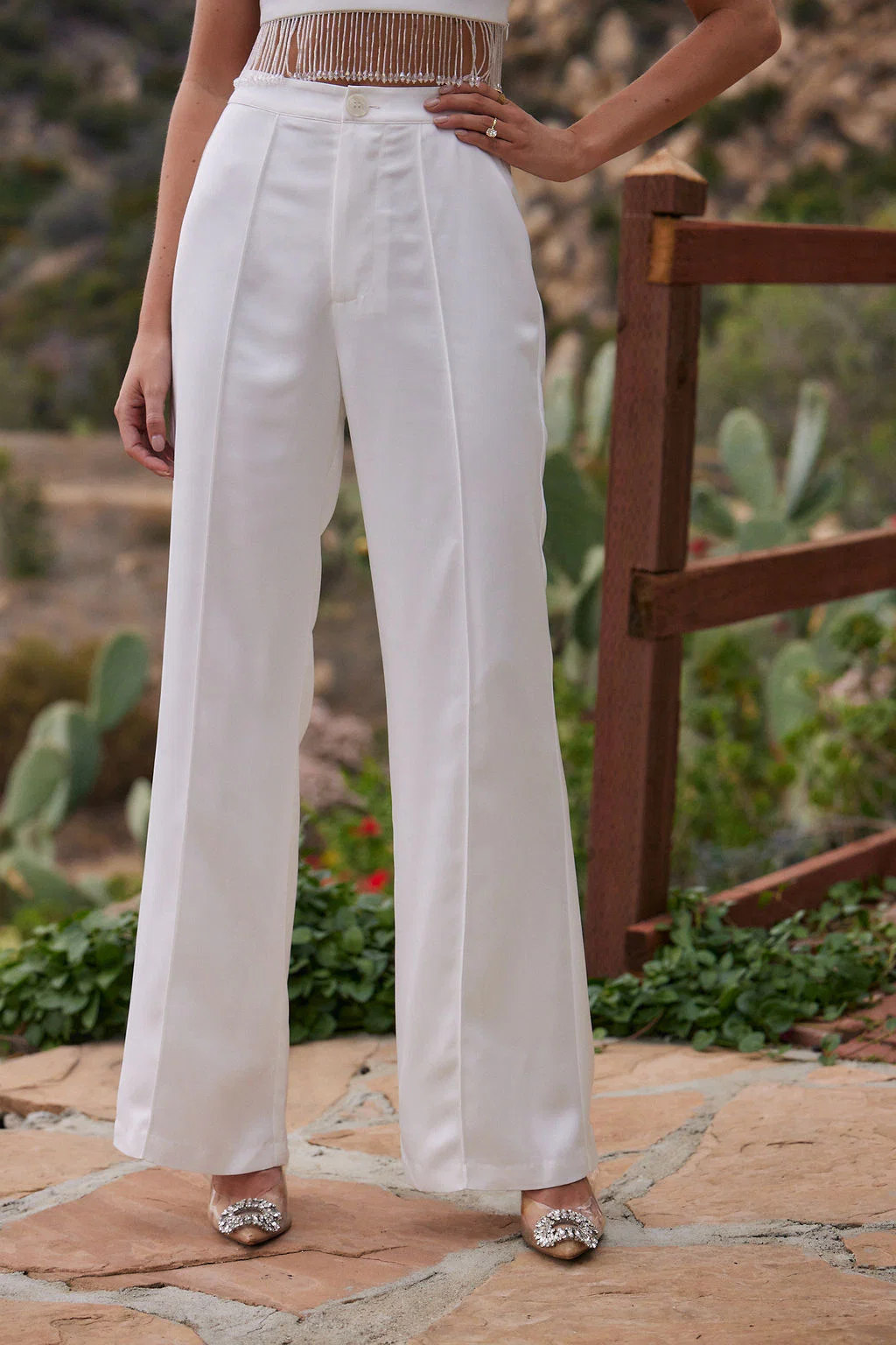 Madison White Satin Trousers - Image 10