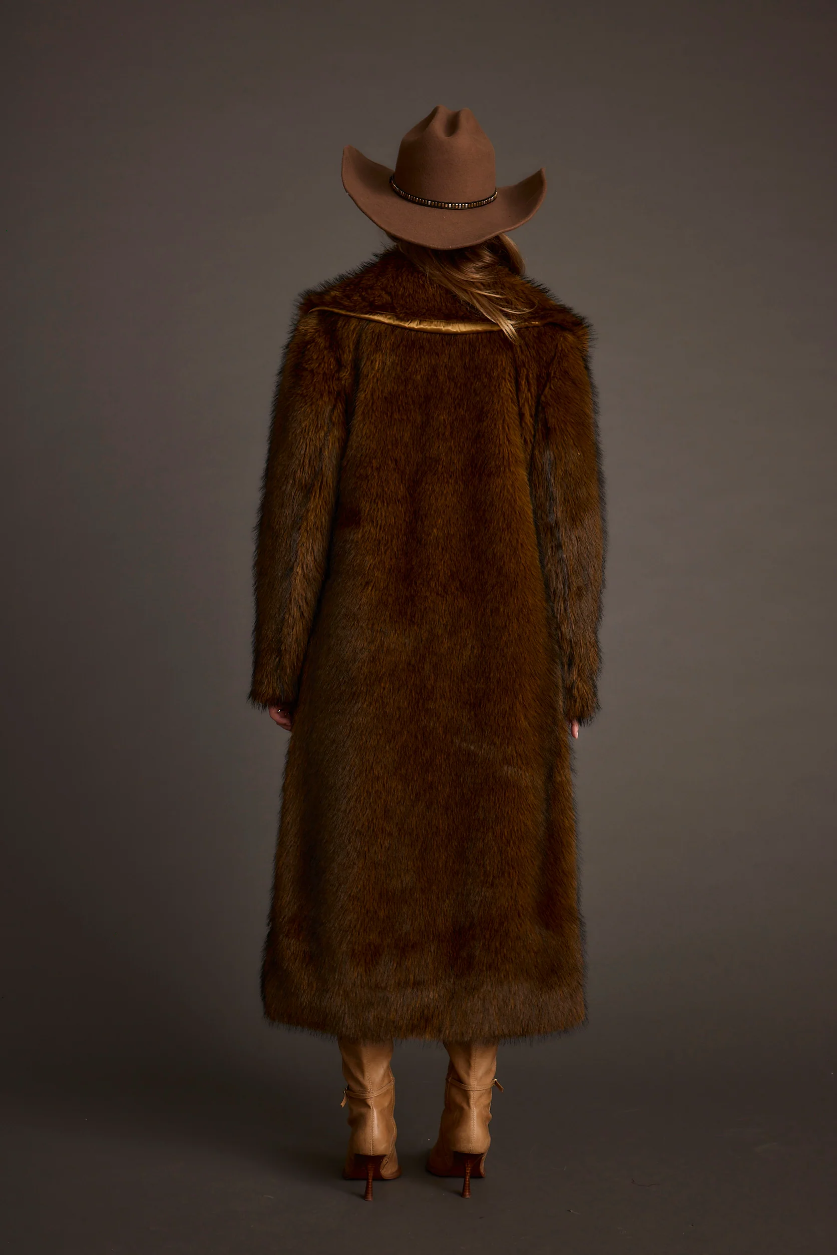 Manhattan Brown Faux Fur Coat - Image 14