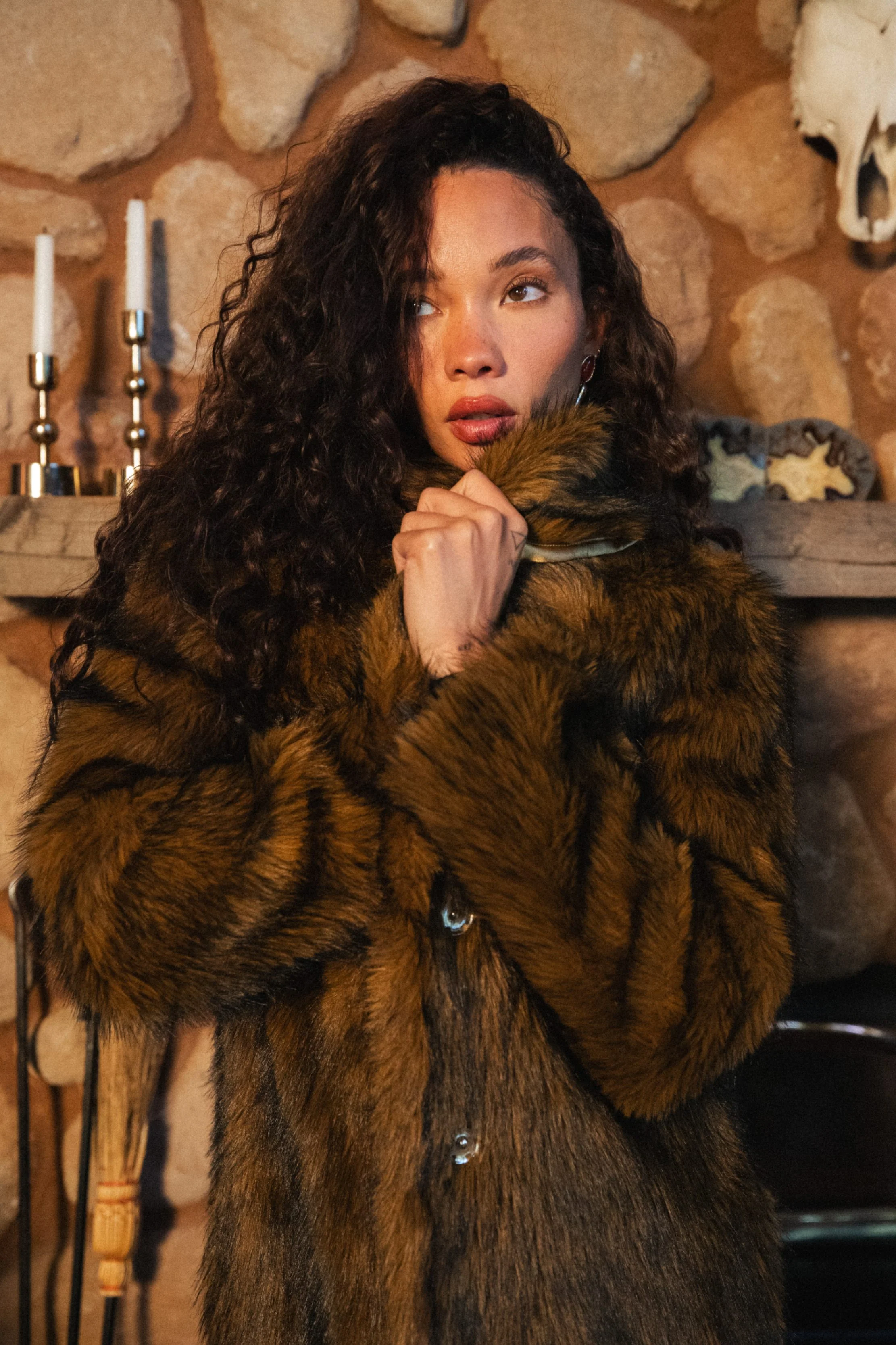 Manhattan Brown Faux Fur Coat - Image 8