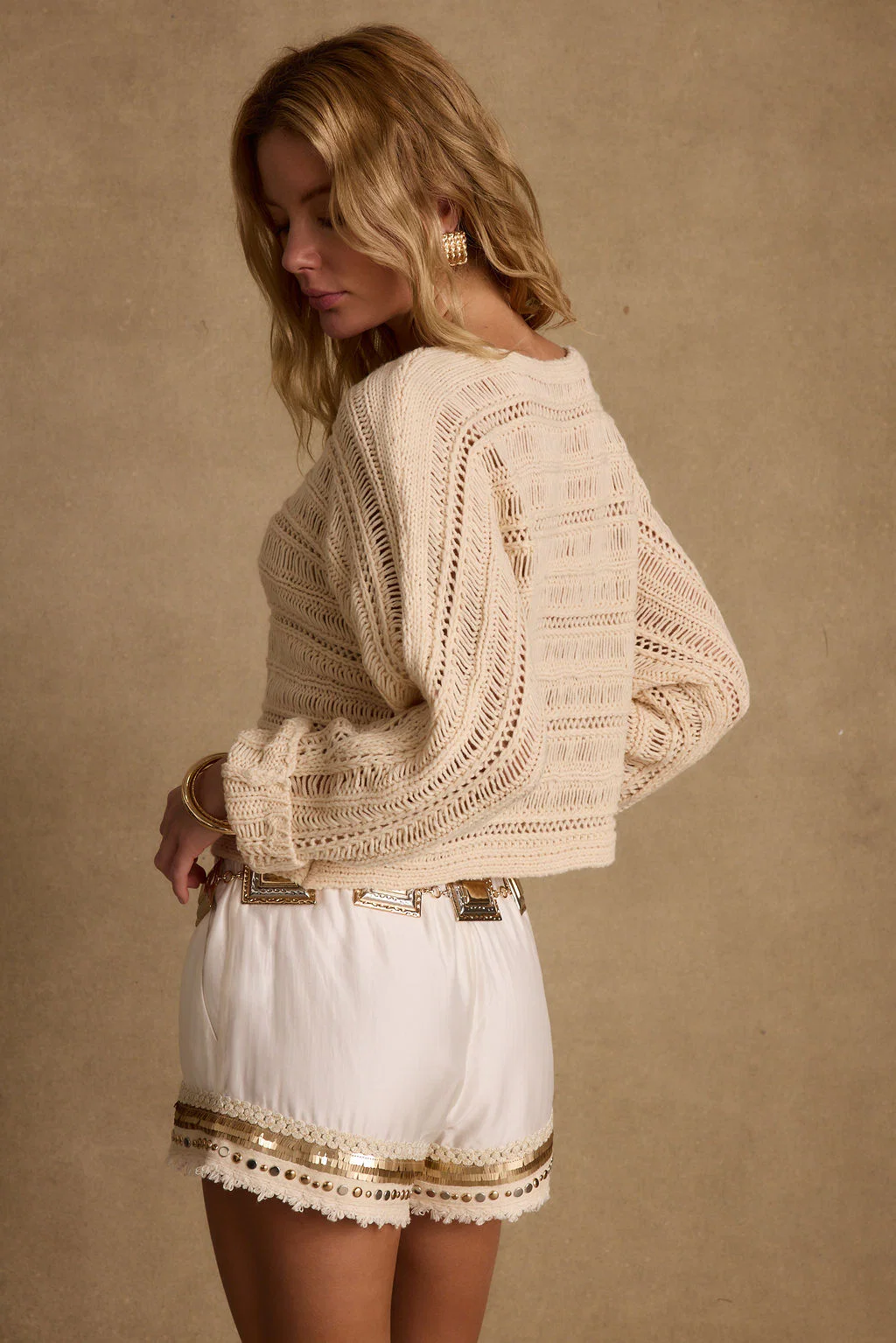 Marela Cream Crochet Sweater - Image 4