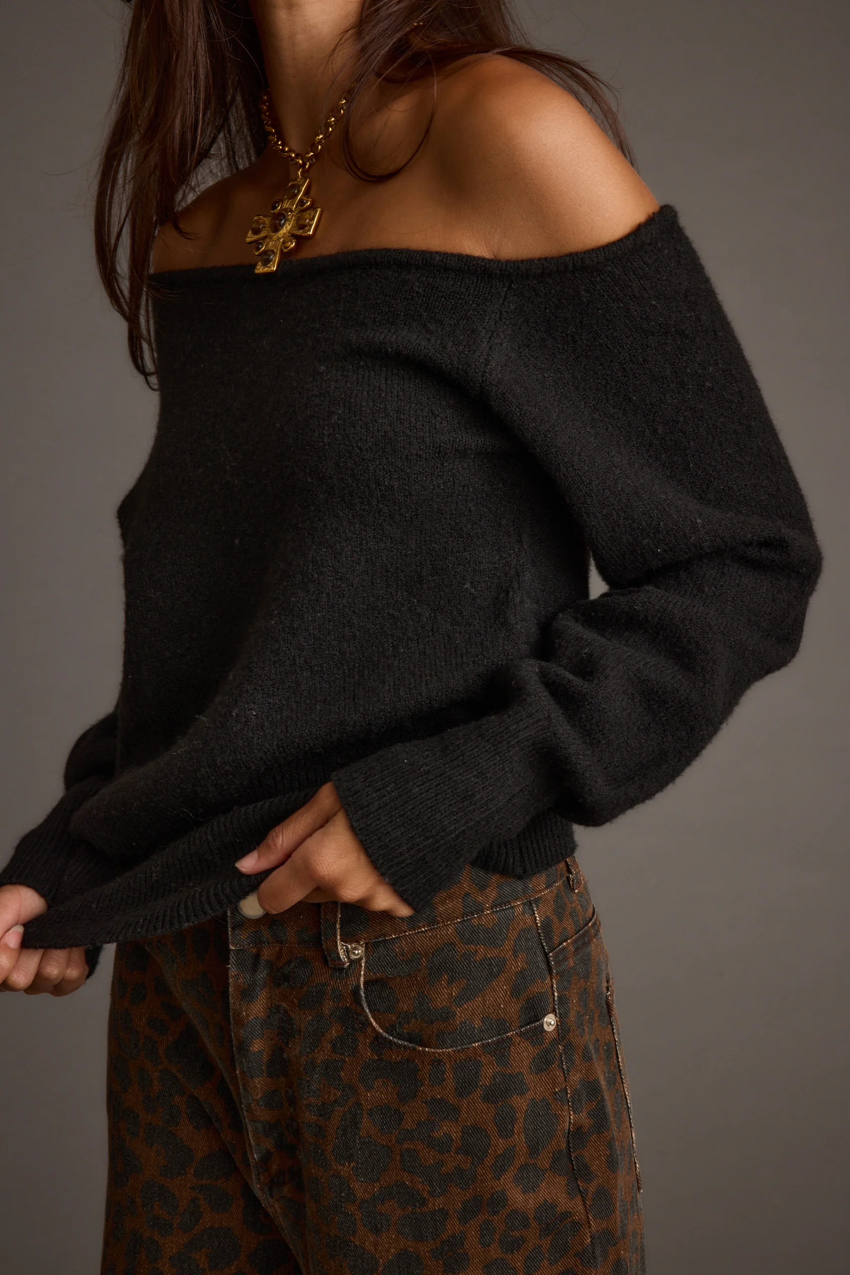 Margot Black Asymmetrical Sweater - Image 5