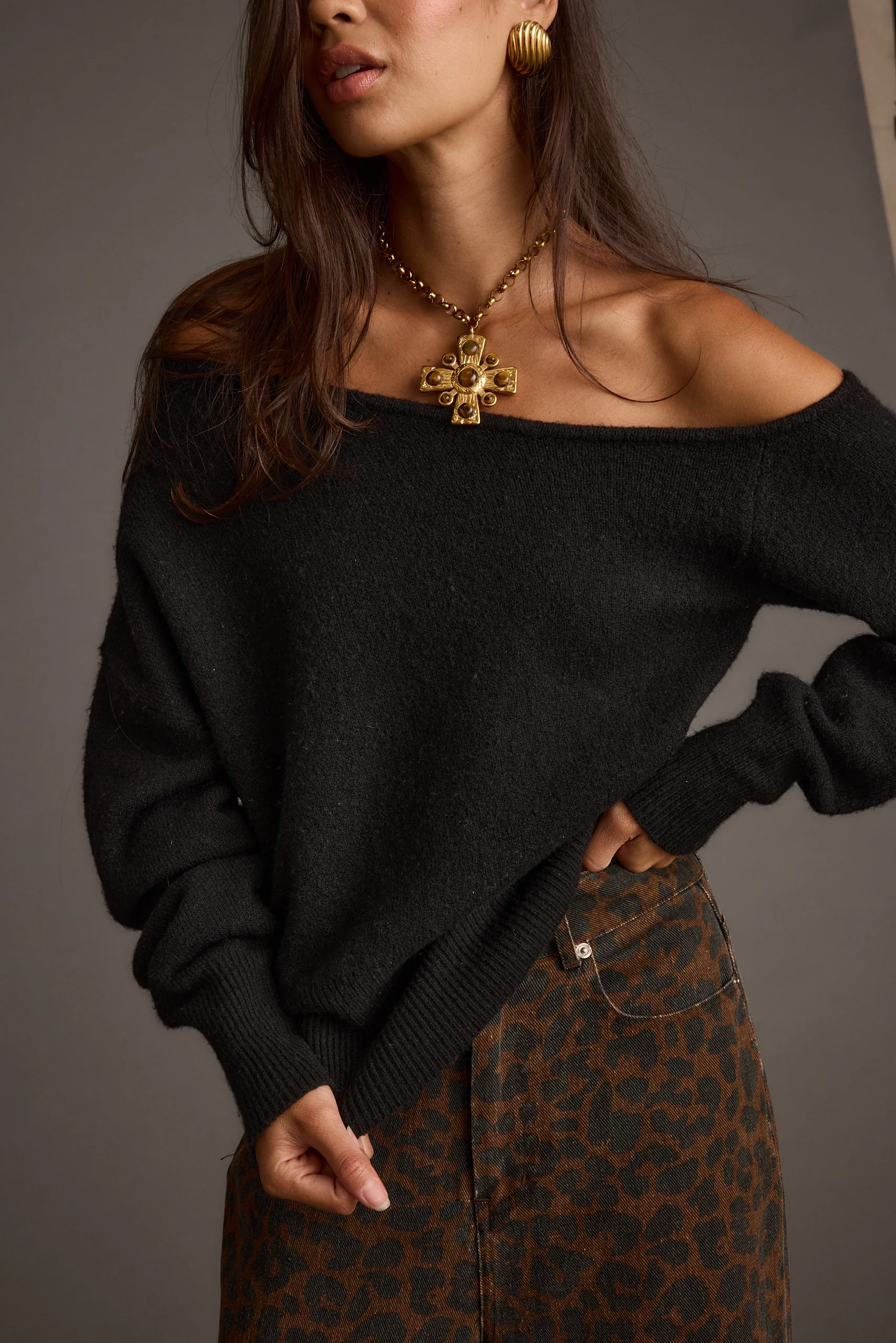 Margot Black Asymmetrical Sweater - Image 6