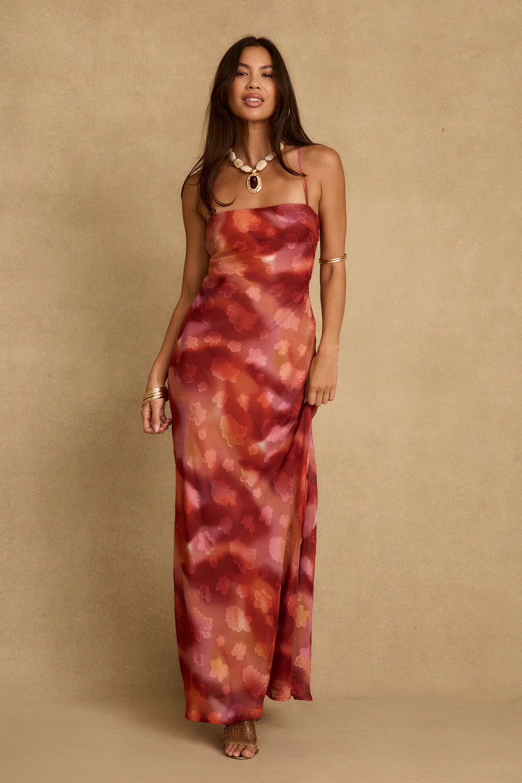 Maris Plum Floral Maxi Dress - Image 3