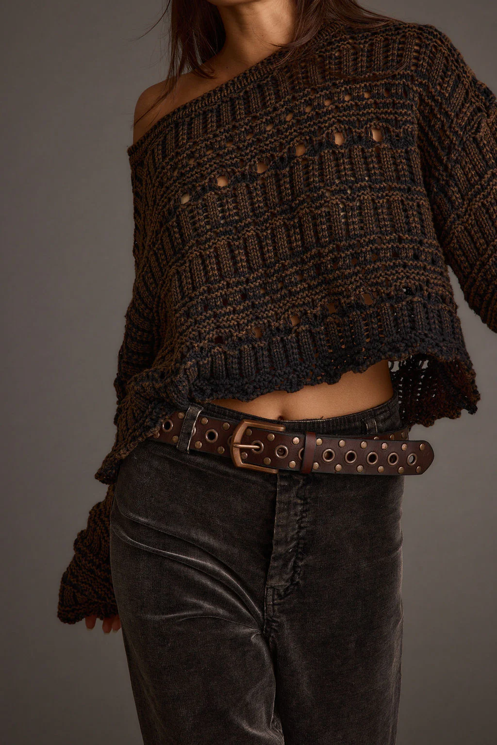 Marley Brown Open Knit Relaxed Sweater - Image 6