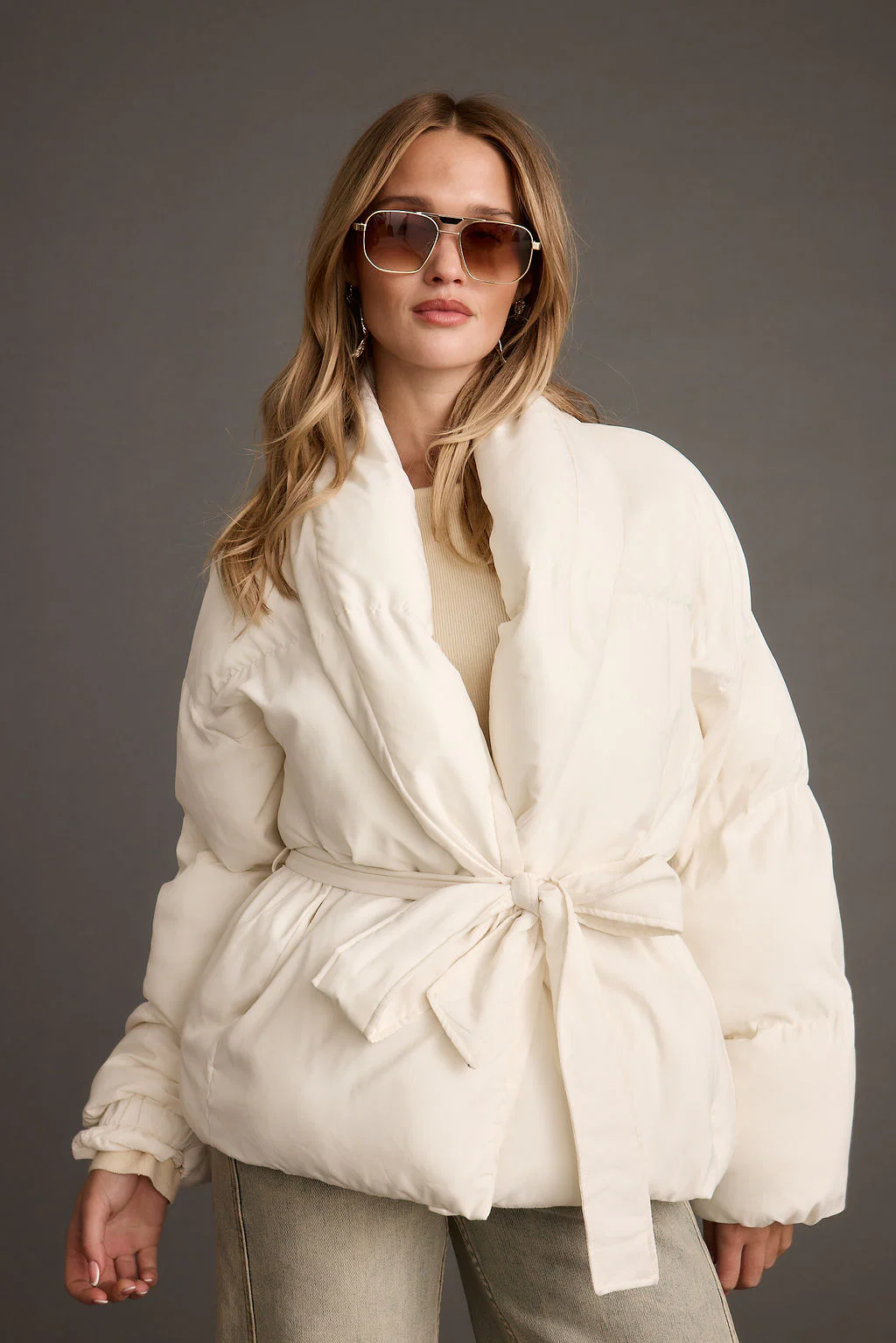 Maverick White Belted Puffer Coat - Image 4