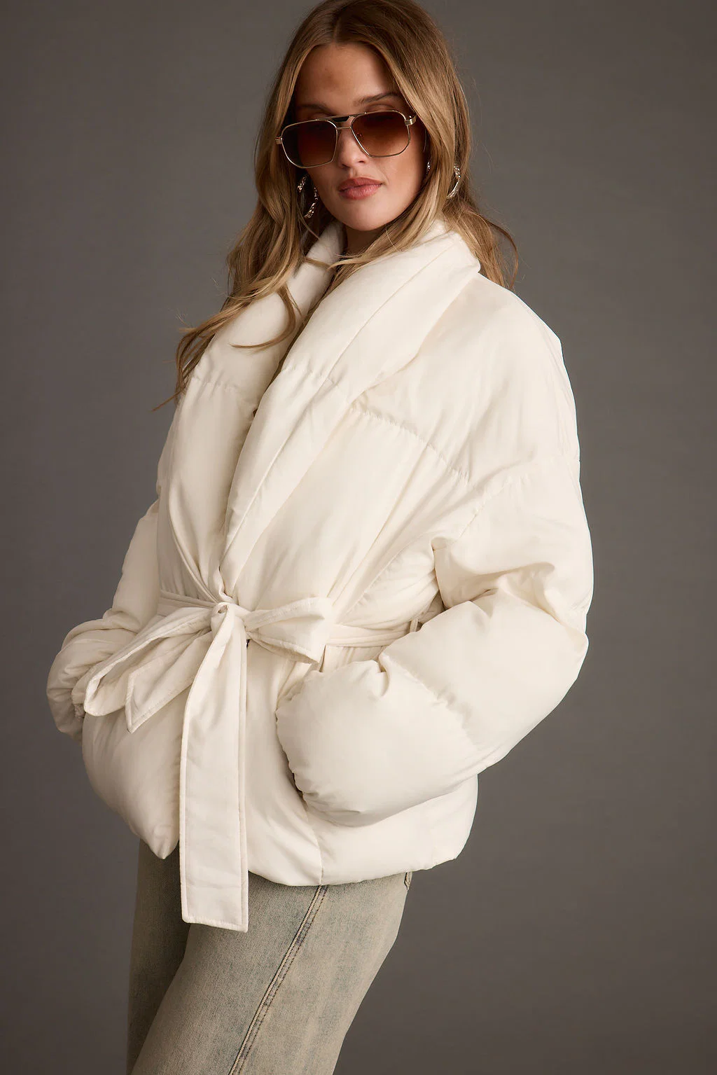 Maverick White Belted Puffer Coat - Image 6