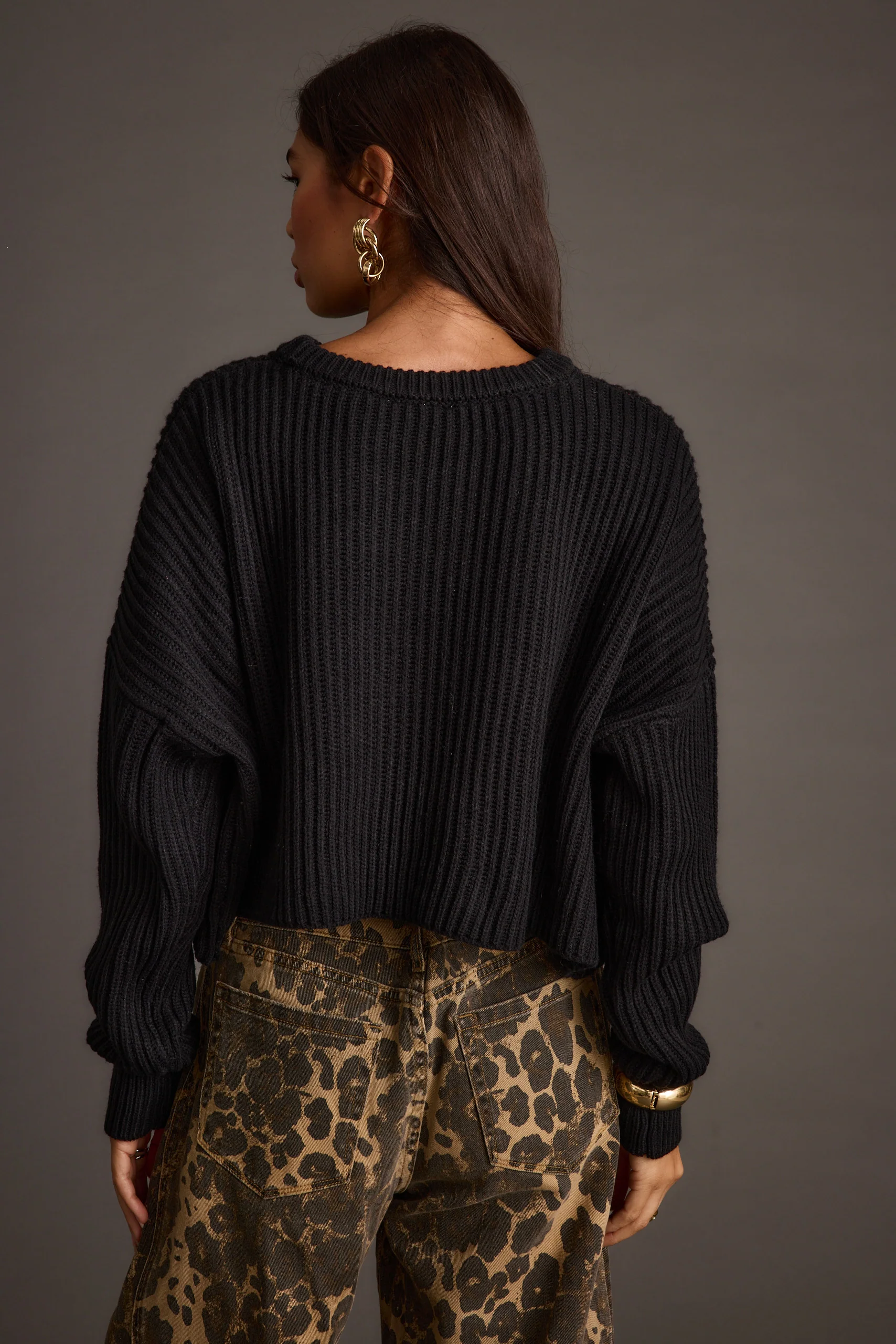 Maxine Black Cropped Sweater - Image 2