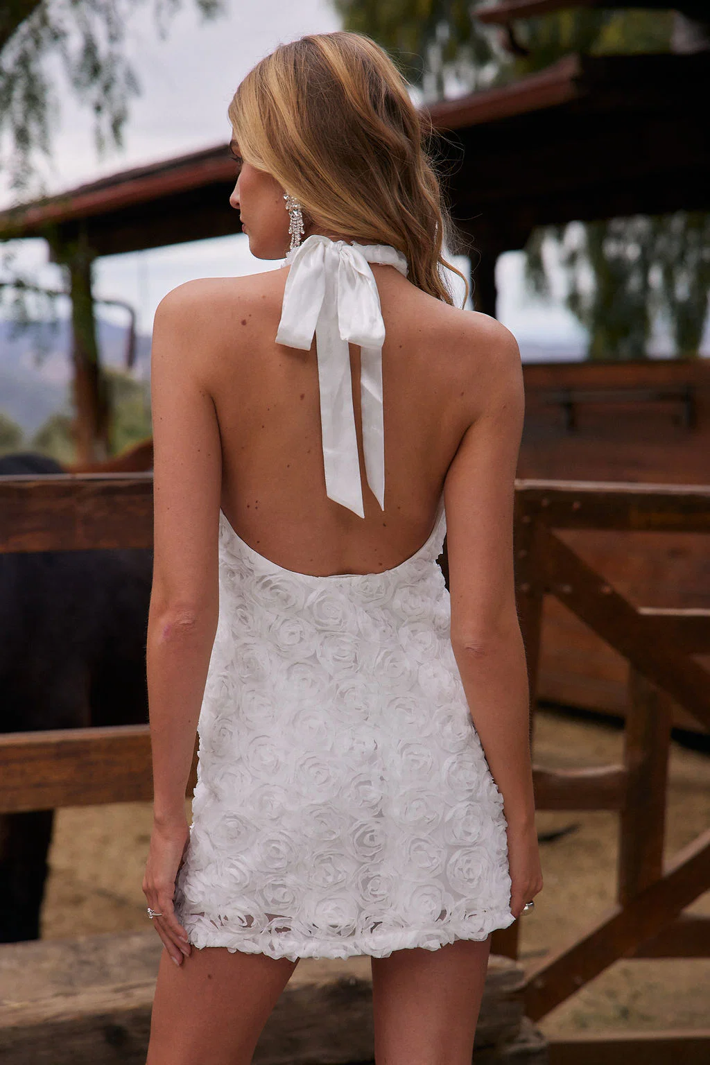 Maya White Floral Applique Halter Mini Dress - Image 12