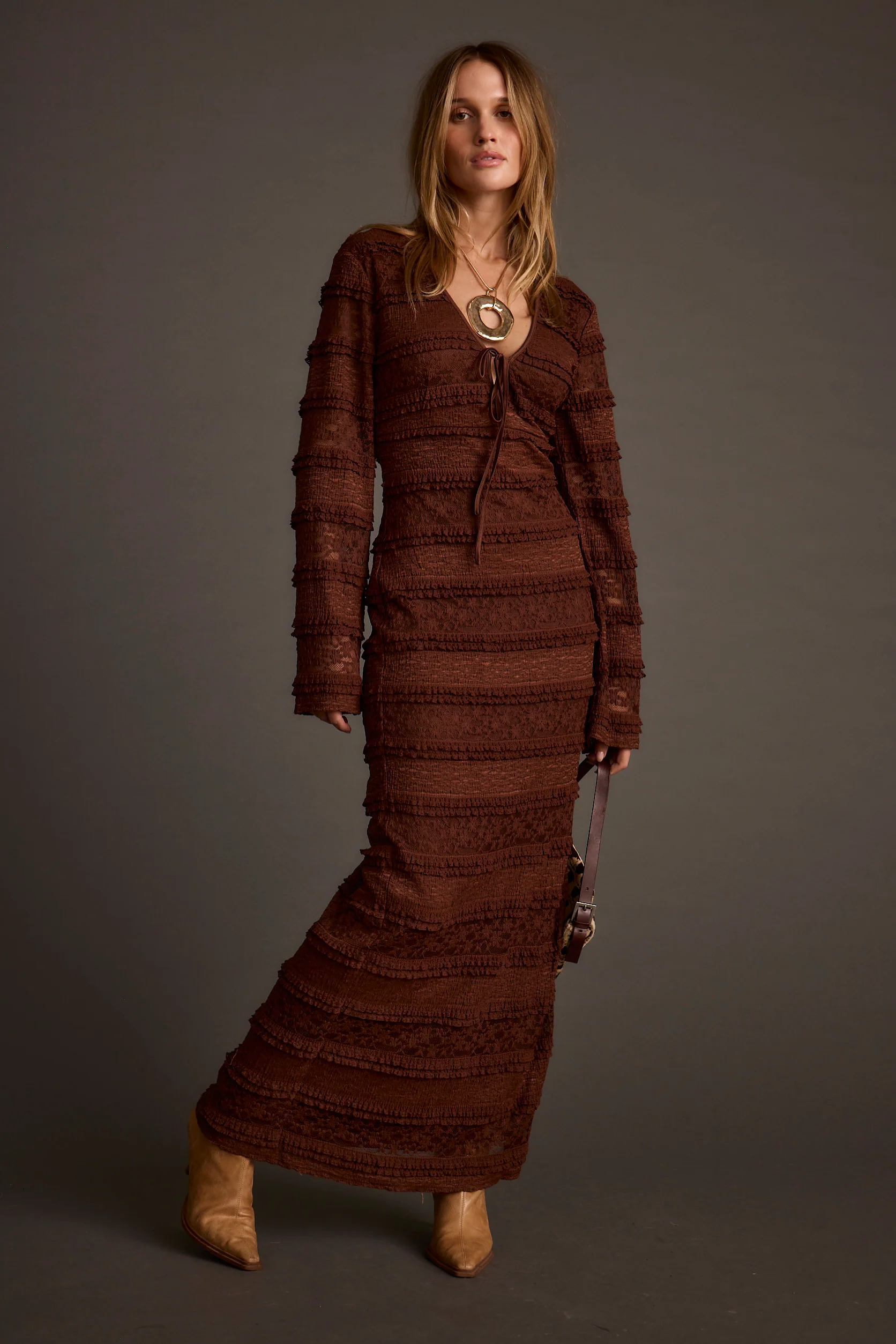 Melrose Espresso Maxi Dress - Image 9