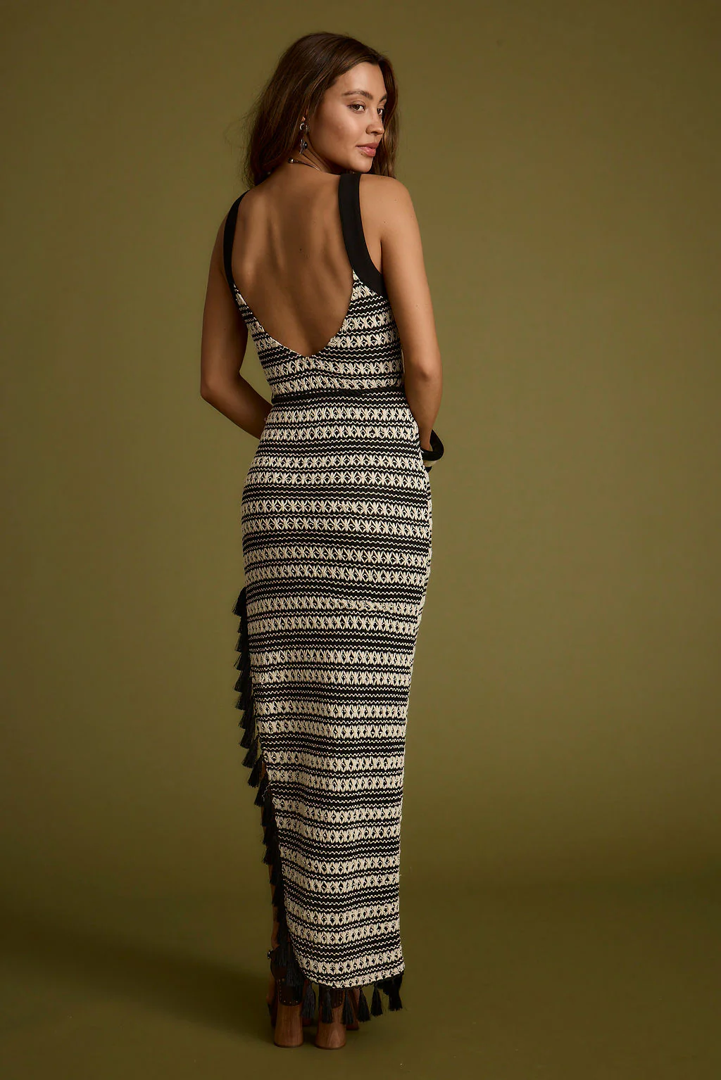 Mezza Black and White Crochet Maxi Dress - Image 3